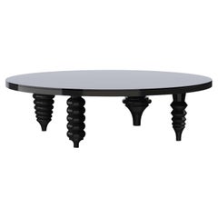 Black Multi Leg Low Table High Gloss with Glass Top