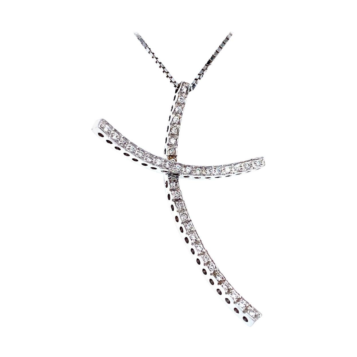 18 Karat White Gold Diamond Cross Pendant