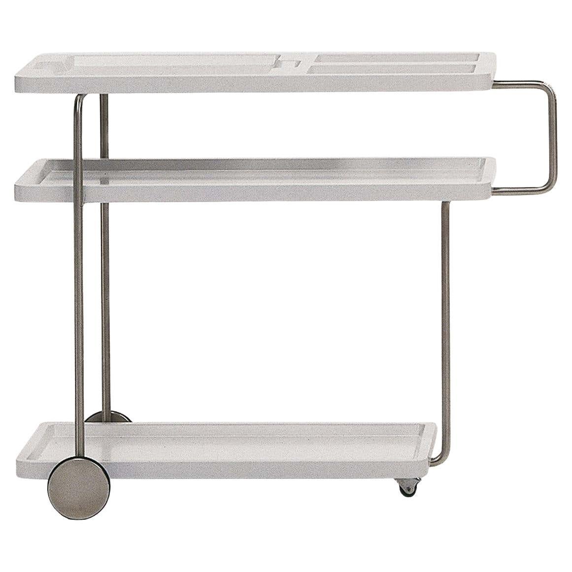 Ok! White Cocktail Serving Bar Trolley Chromed Finish