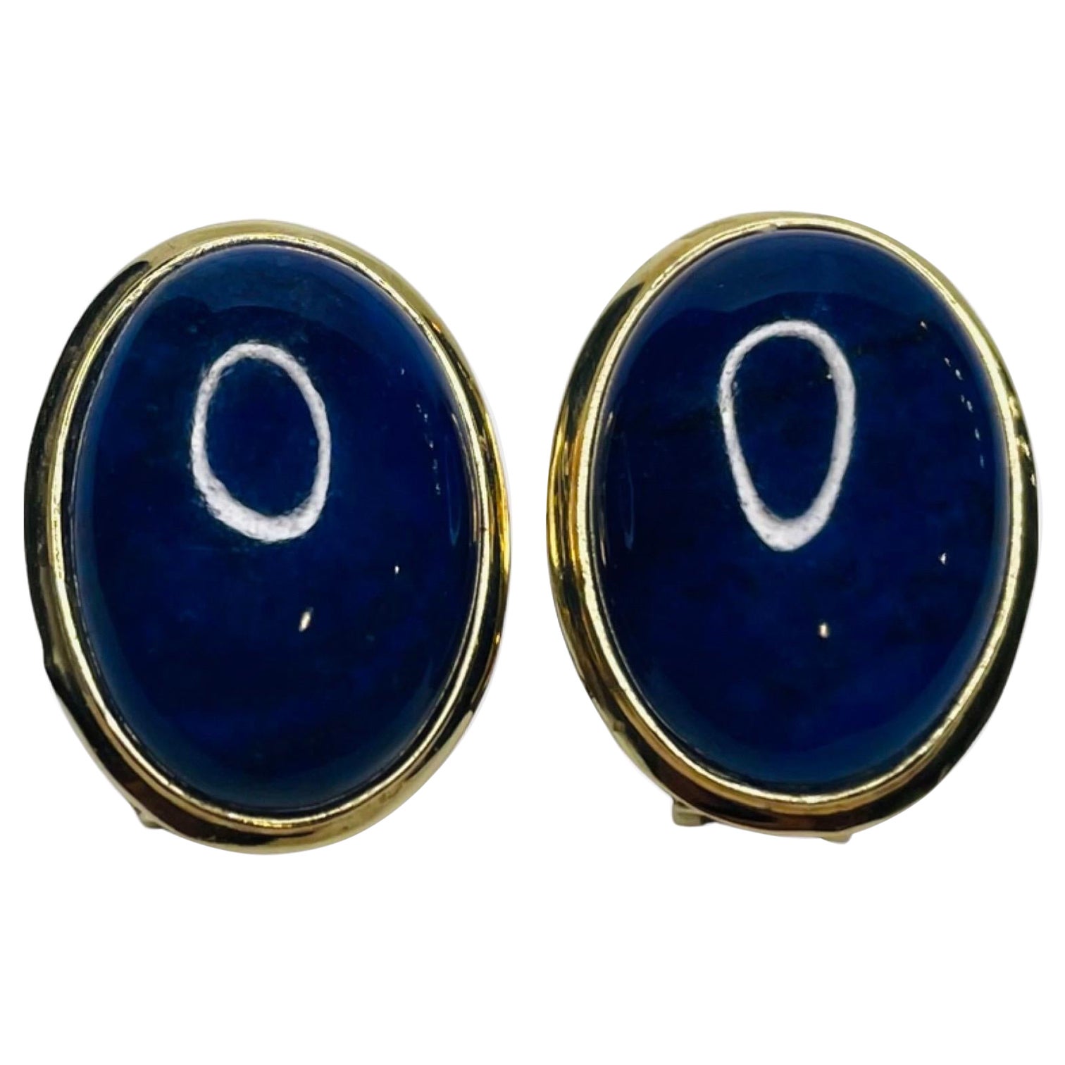 Orecchini Okada in oro giallo 14K con lapis naturale in vendita