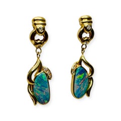 Okada 18K Yellow Gold Opal Doublet Diamond Earring