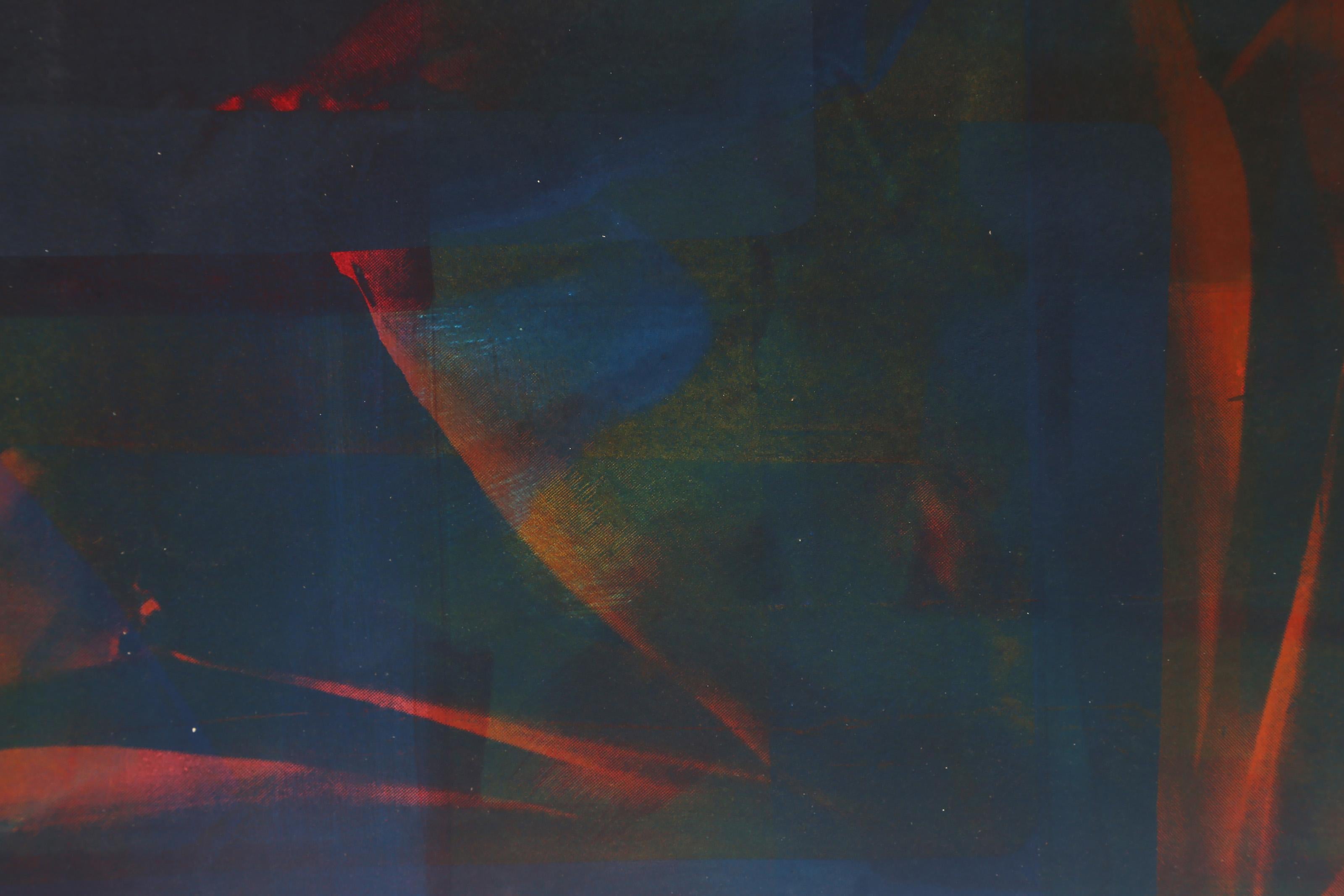 Abstrakte Komposition II, Abstrakter expressionistischer Siebdruck Monoprint von Okaga im Angebot 1