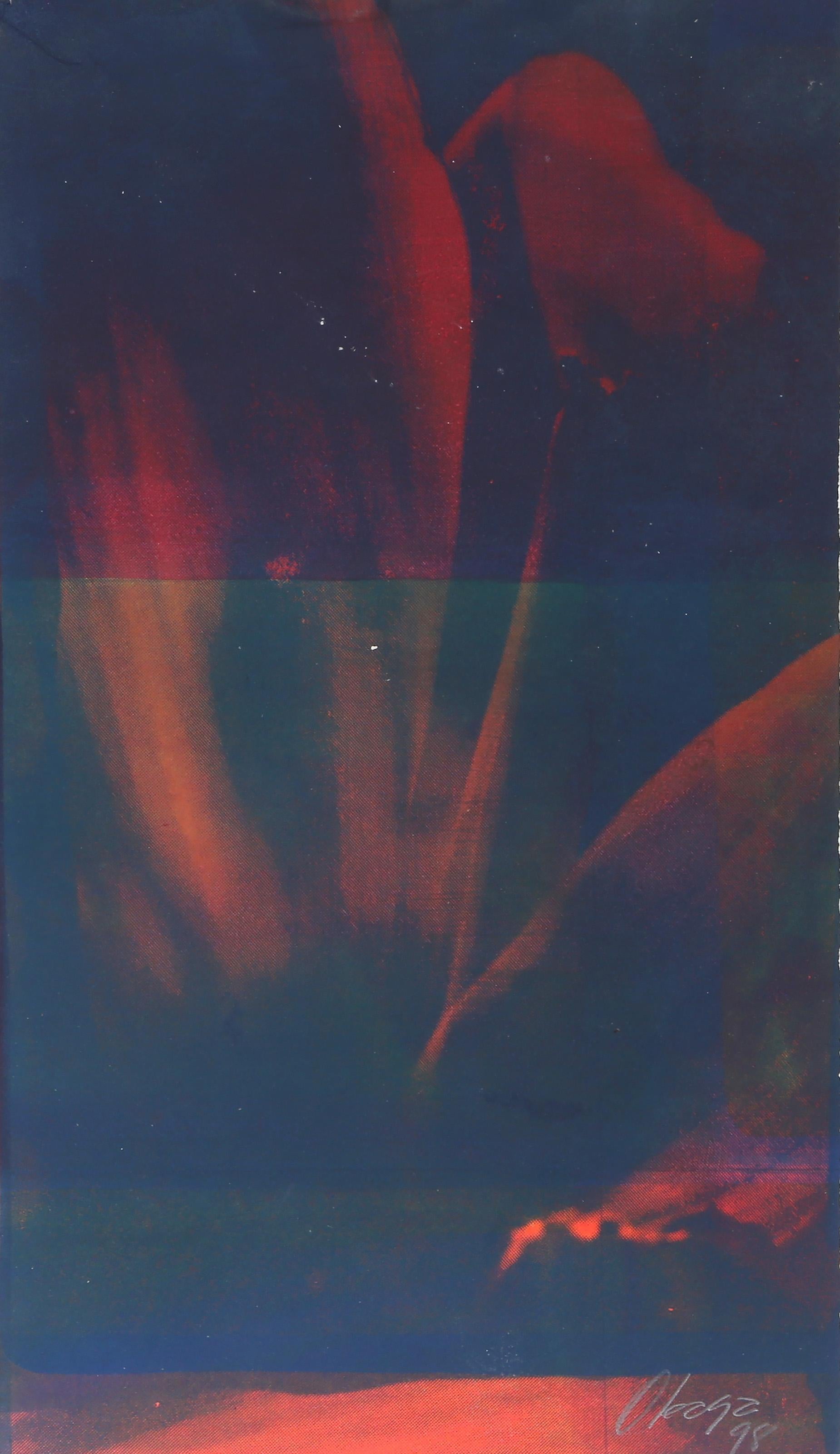  Okaga -  Abstrakte Komposition III, Jahr:  1998, Medium:  Siebdruck Monoprint, signiert und datiert mit Bleistift, Größe:  15 x 8.5 in. (38.1 x 21.59 cm) 