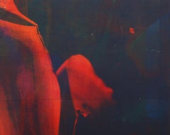 Red and Blue Composition, Abstract Screenprint Monoprint by Okaga