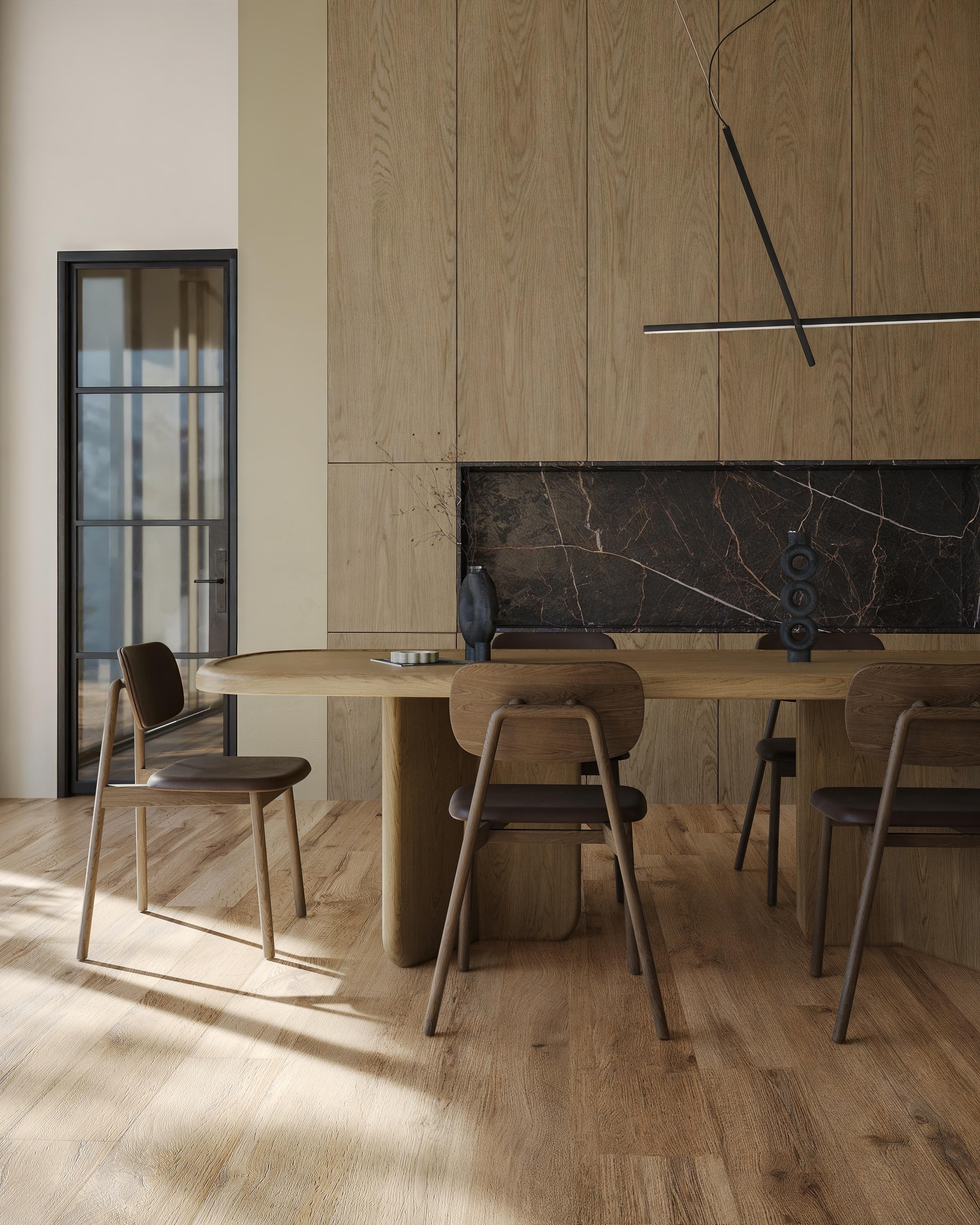 Mesa de Comedor Extensible OKAL de Roble - Estilo Modernista Hecho a mano en venta