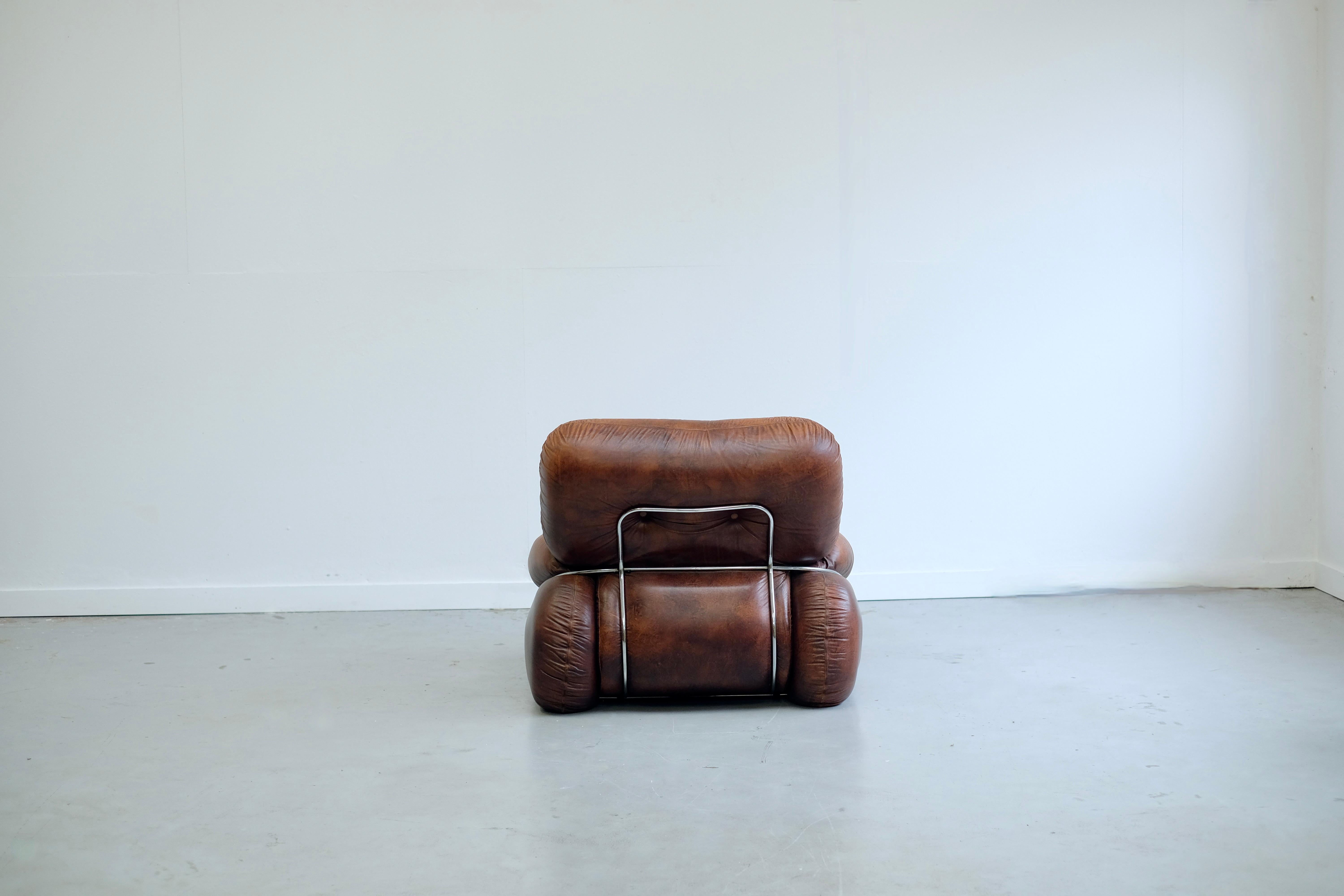 Leather Okay armchair by Adriano Piazzesi - 1970s