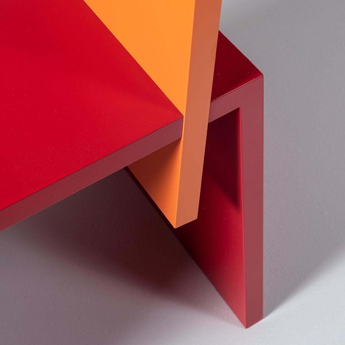 Lacquered OKAZAKI CHAIR red & orange by Shigeru UCHIDA For Sale