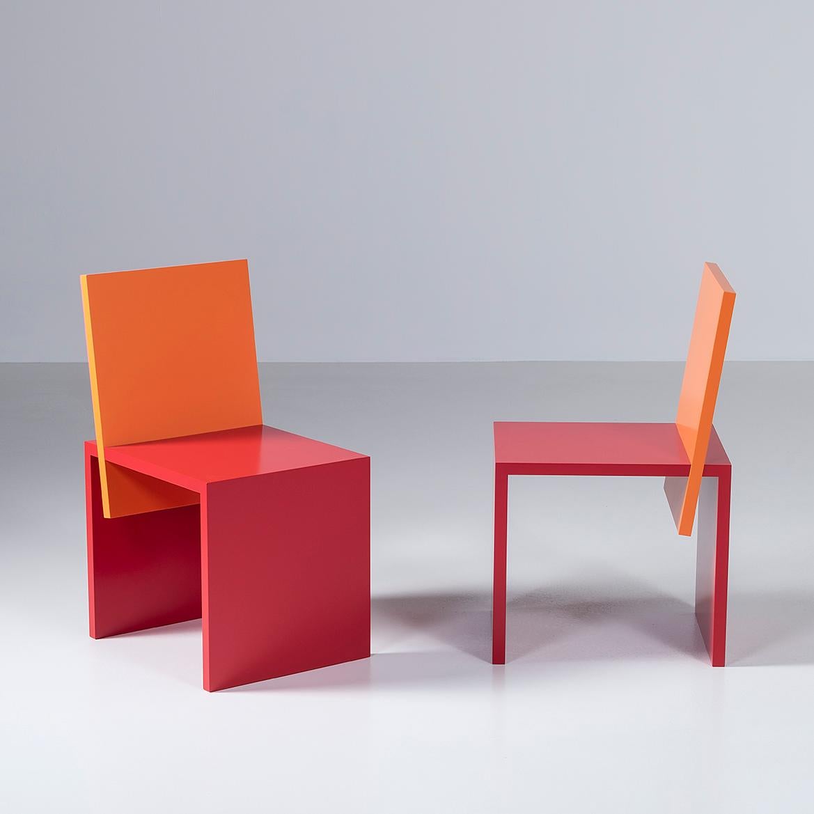 OKAZAKI CHAIR red & orange by Shigeru UCHIDA In New Condition For Sale In Venezia, VENETO