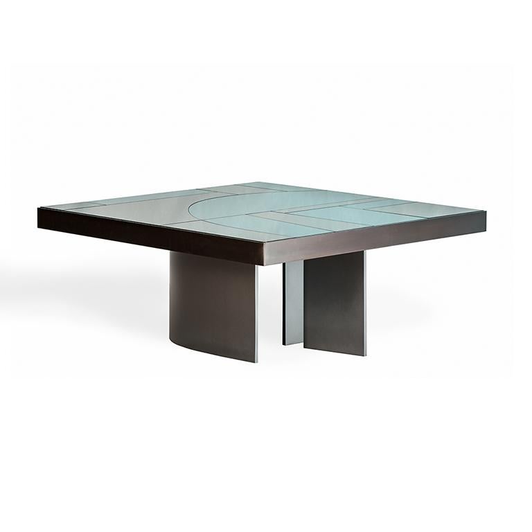 Italian Okeanos Contemporary Coffee Table in Marble and Brass For Sale