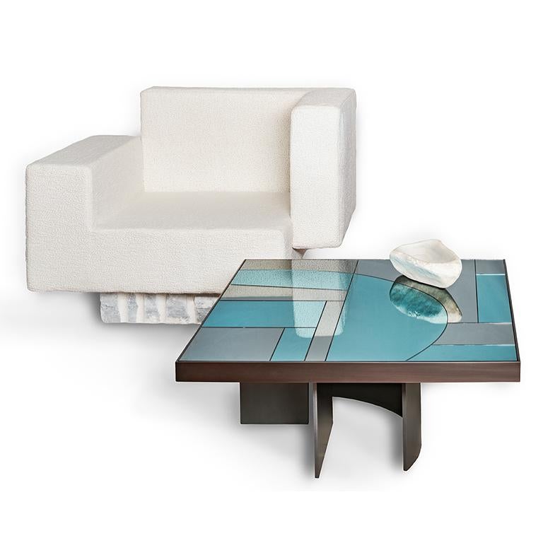Okeanos Contemporary Coffee Table in Marble and Brass In New Condition For Sale In Firenze, IT