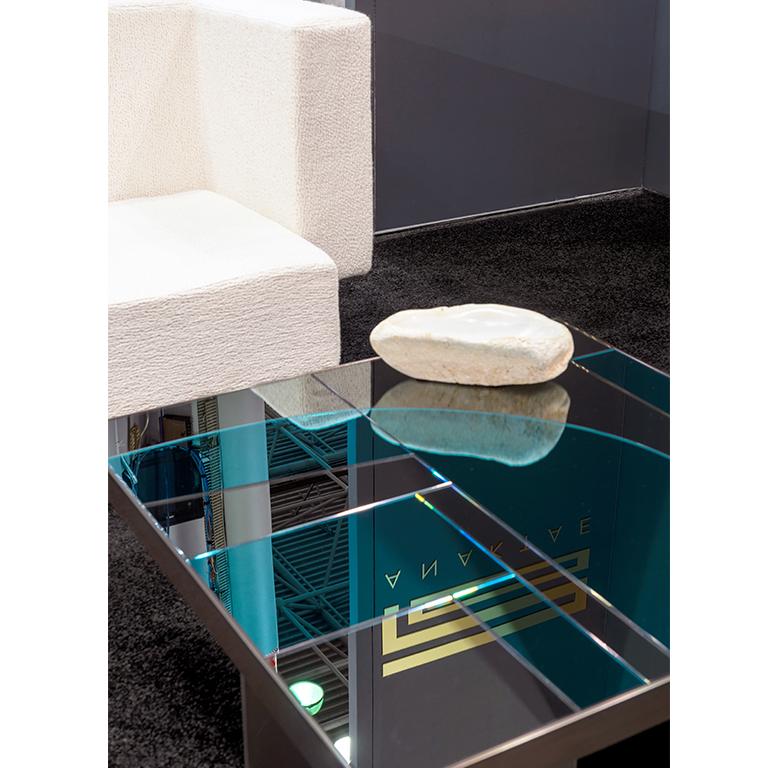 Okeanos Contemporary Coffee Table in Marble and Brass For Sale 1