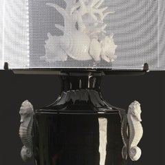 Lampe à touches Okeanos, noir et blanc brillant