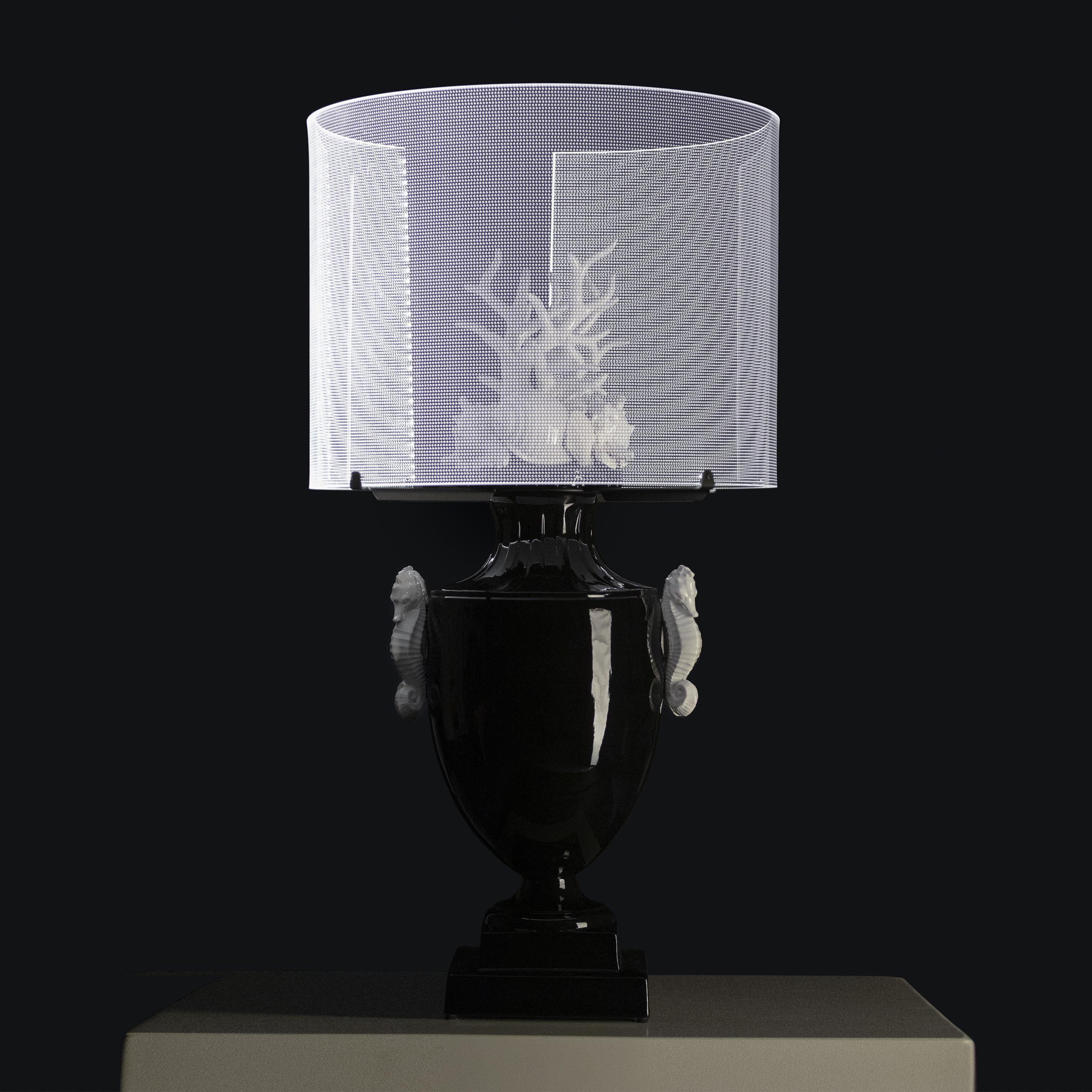 Okeanos Touch-Lampe, glänzend schwarz-weiß (Italienisch) im Angebot