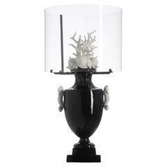 Okeanos Touch Lamp, Glossy Black & White