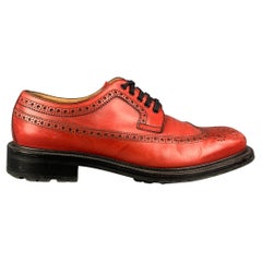 O'KEEFFE Size 9 Red Perforated Leather Wingtip Lace Up Shoes