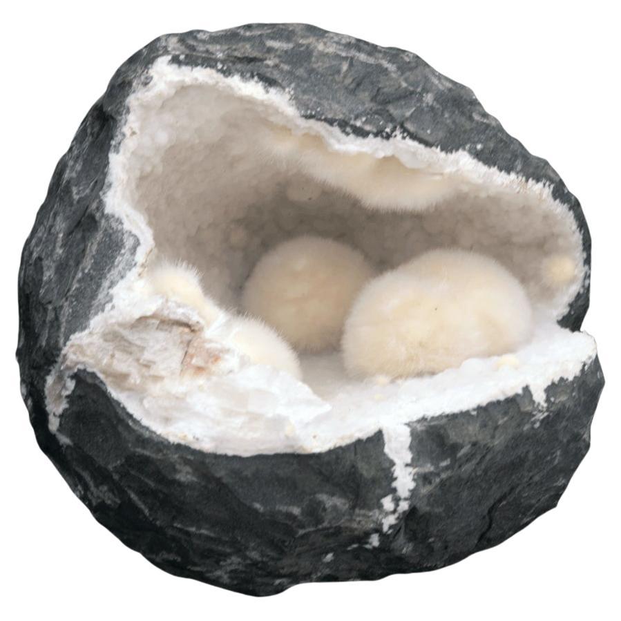 Okenite in Gyrolite Geode For Sale