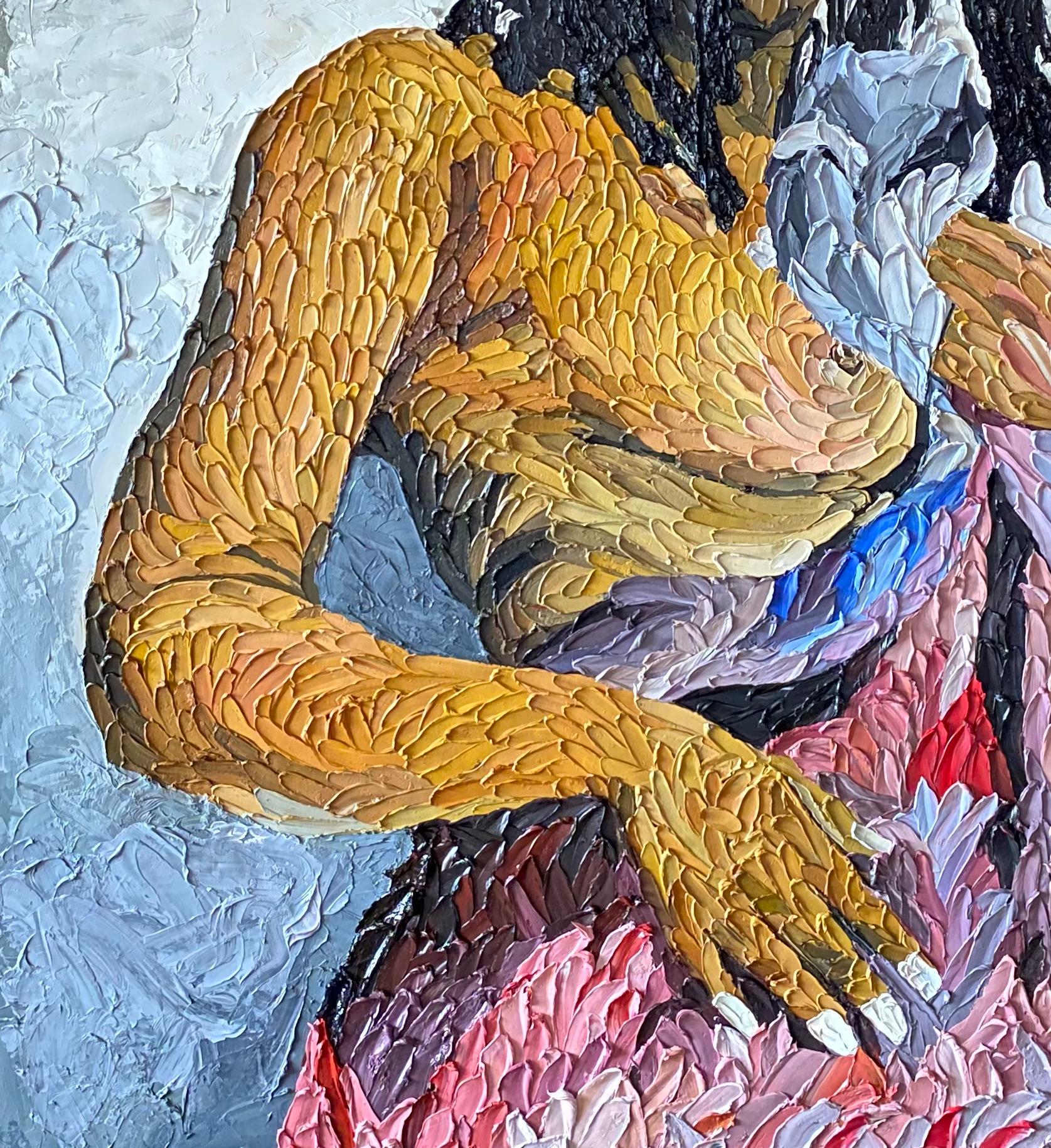 It's Always Too Soon To Quit - Gray Figurative Painting by Okeowo Oluwaferanmi