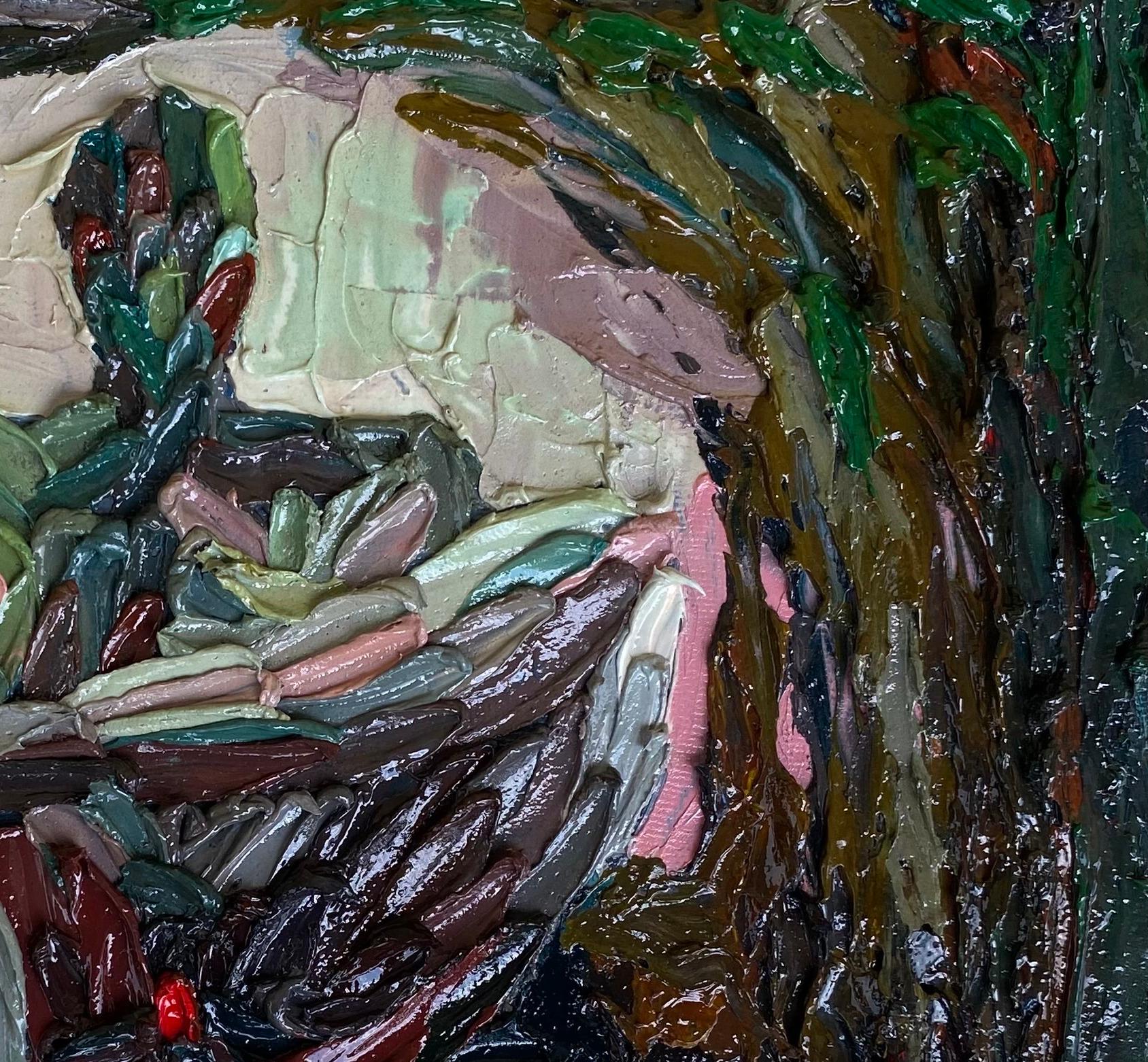 Asiko - 21st Century, Contemporary, Figurative, Impasto, Minimalist Abstract - Black Figurative Painting by Okeowo Oluwaferanmi
