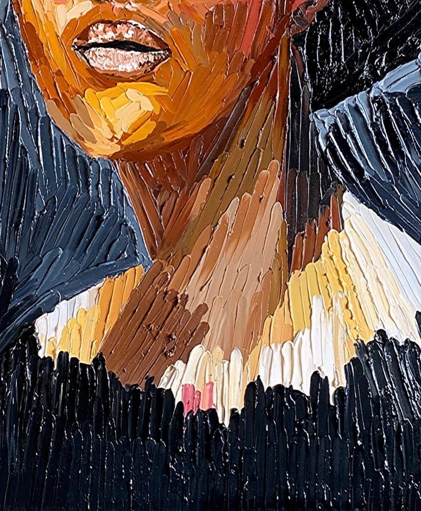 Schweigen (Schwarz), Portrait Painting, von Okeowo Oluwaferanmi