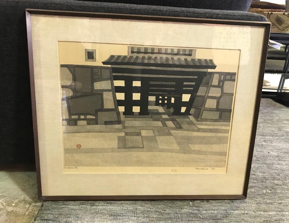Okiie Hashimoto Limited Edition Japanese Woodblock Print of Temple Entance 2
