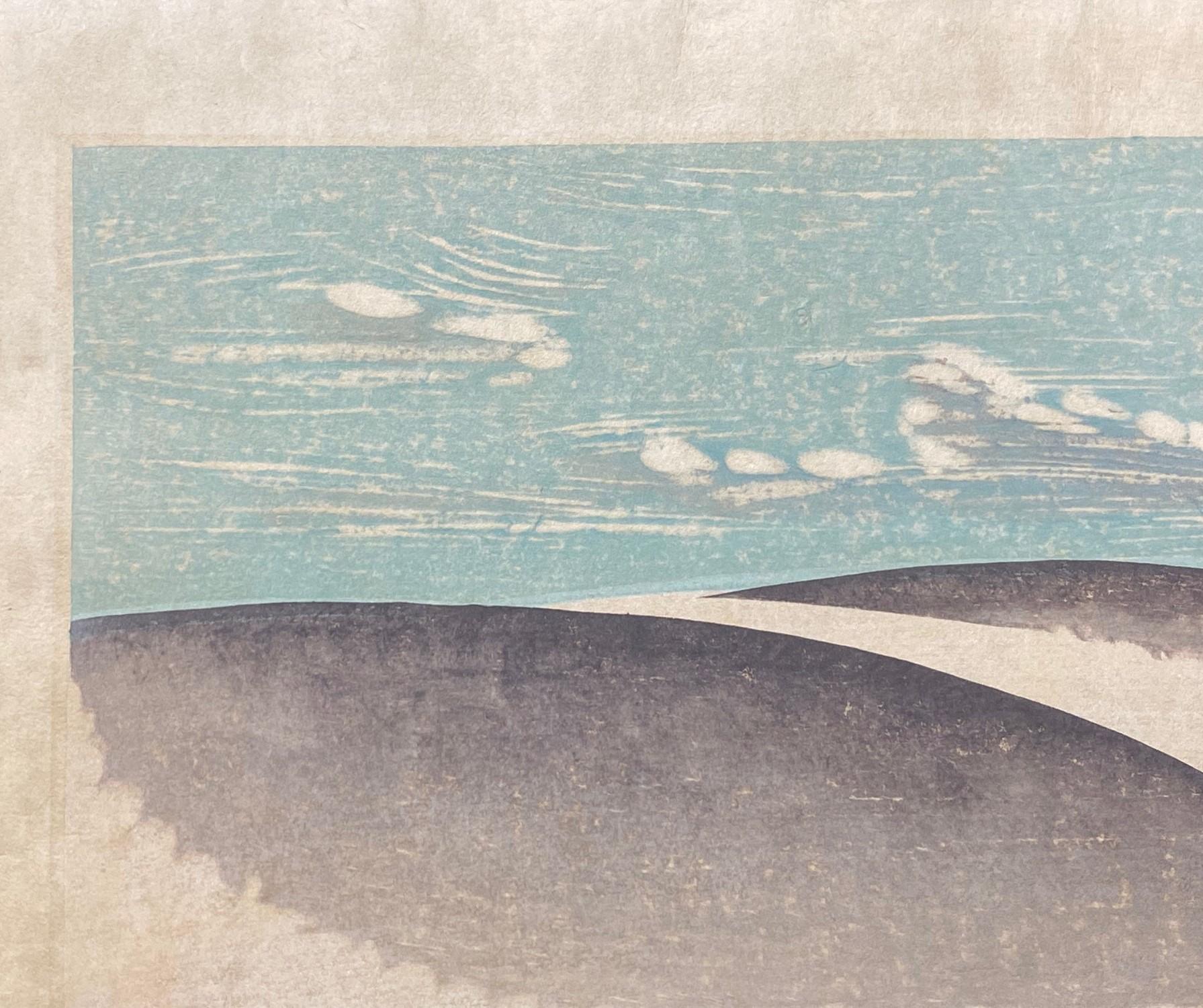 Milieu du XXe siècle Okiie Hashimoto - Édition limitée de la gravure sur bois japonaise Snow Hill n° 7 signée en vente