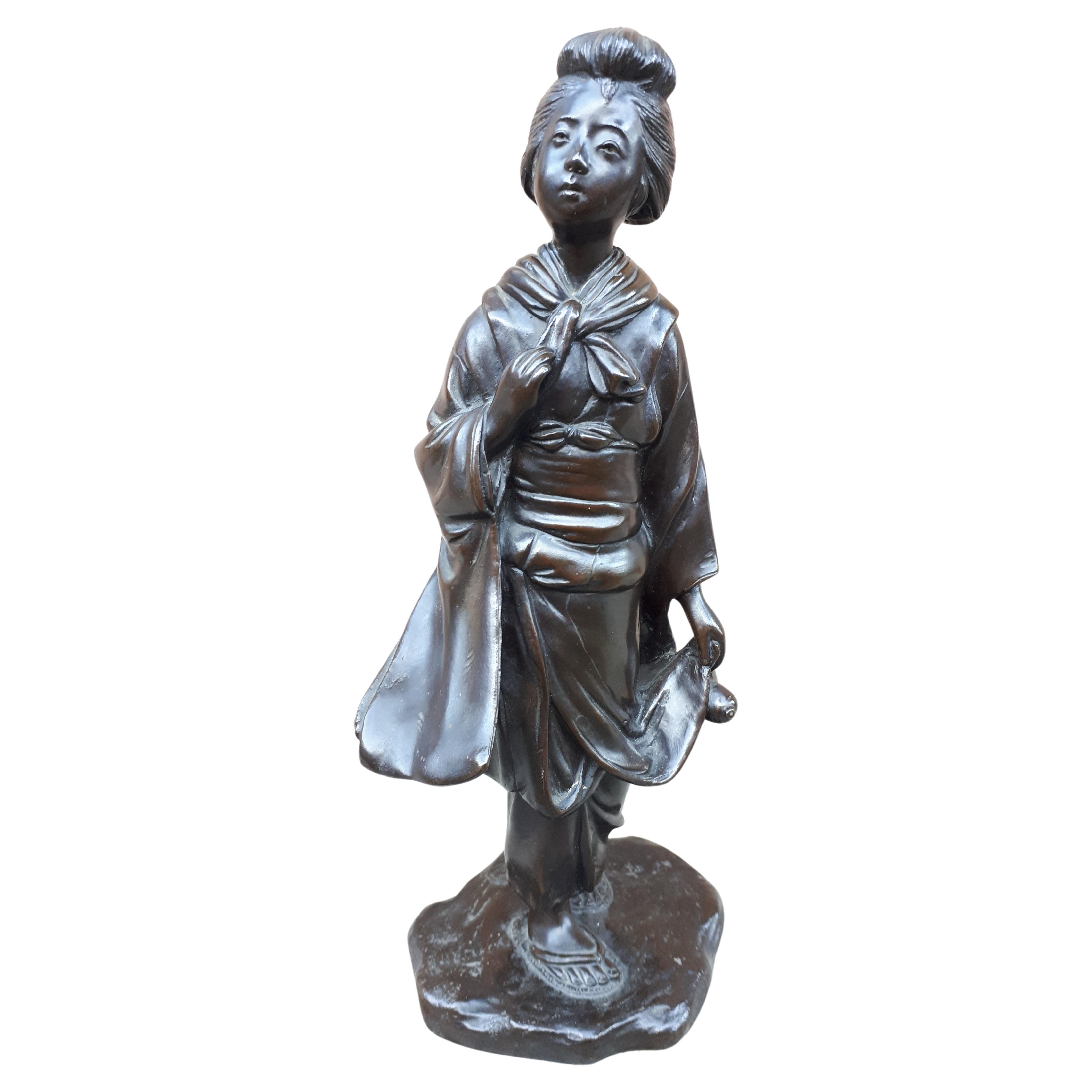 Okimono - Bronze Sculpture by Genryusai Seiya, Japan Meiji Era For Sale