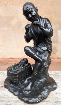 Okimono – Bronzeskulptur von Kakuha Kanzaemon, Japan, Meiji-Ära