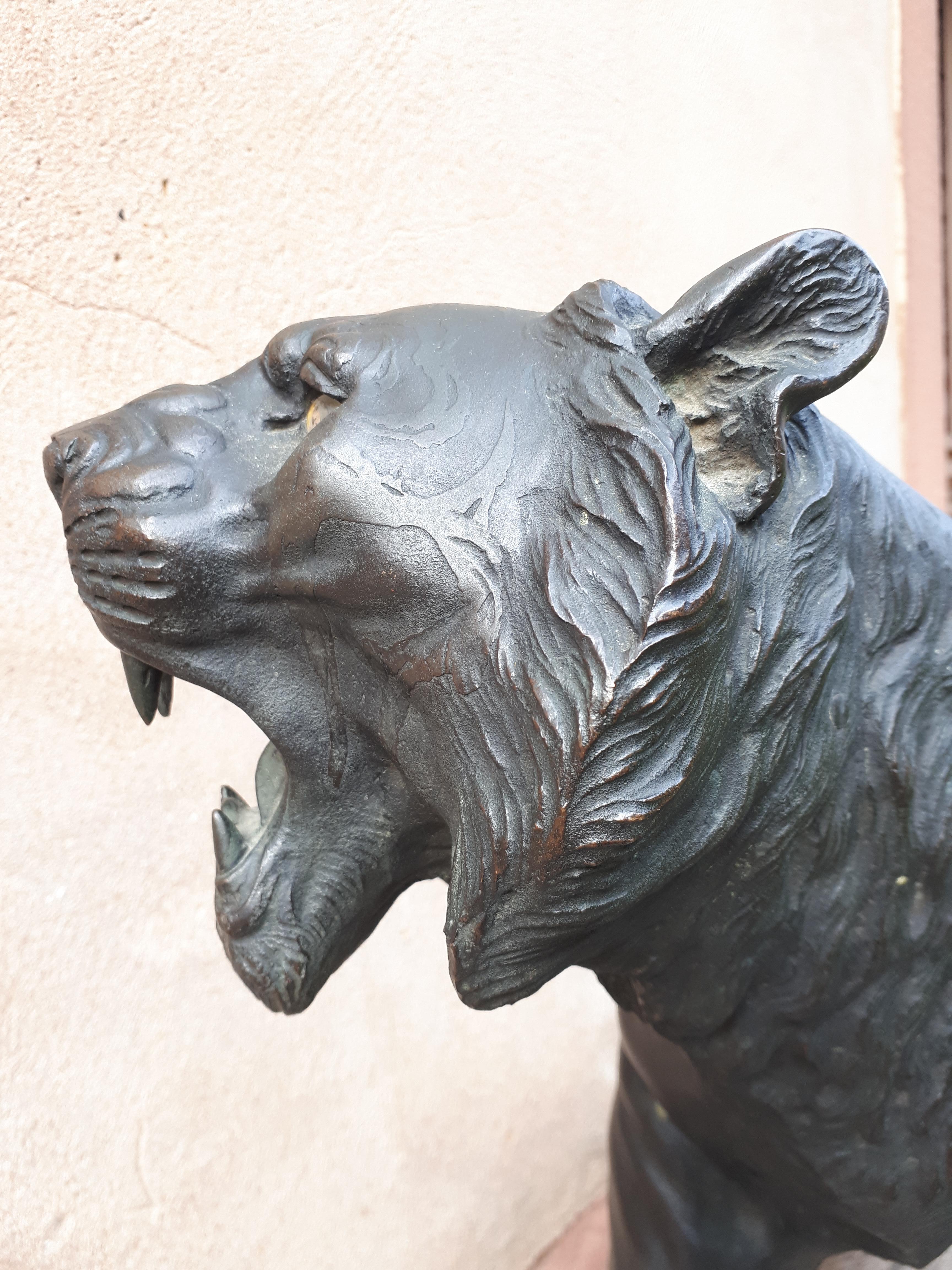 Okimono - Bronze Sculpture Of A Tiger, Japan Meiji Era 6