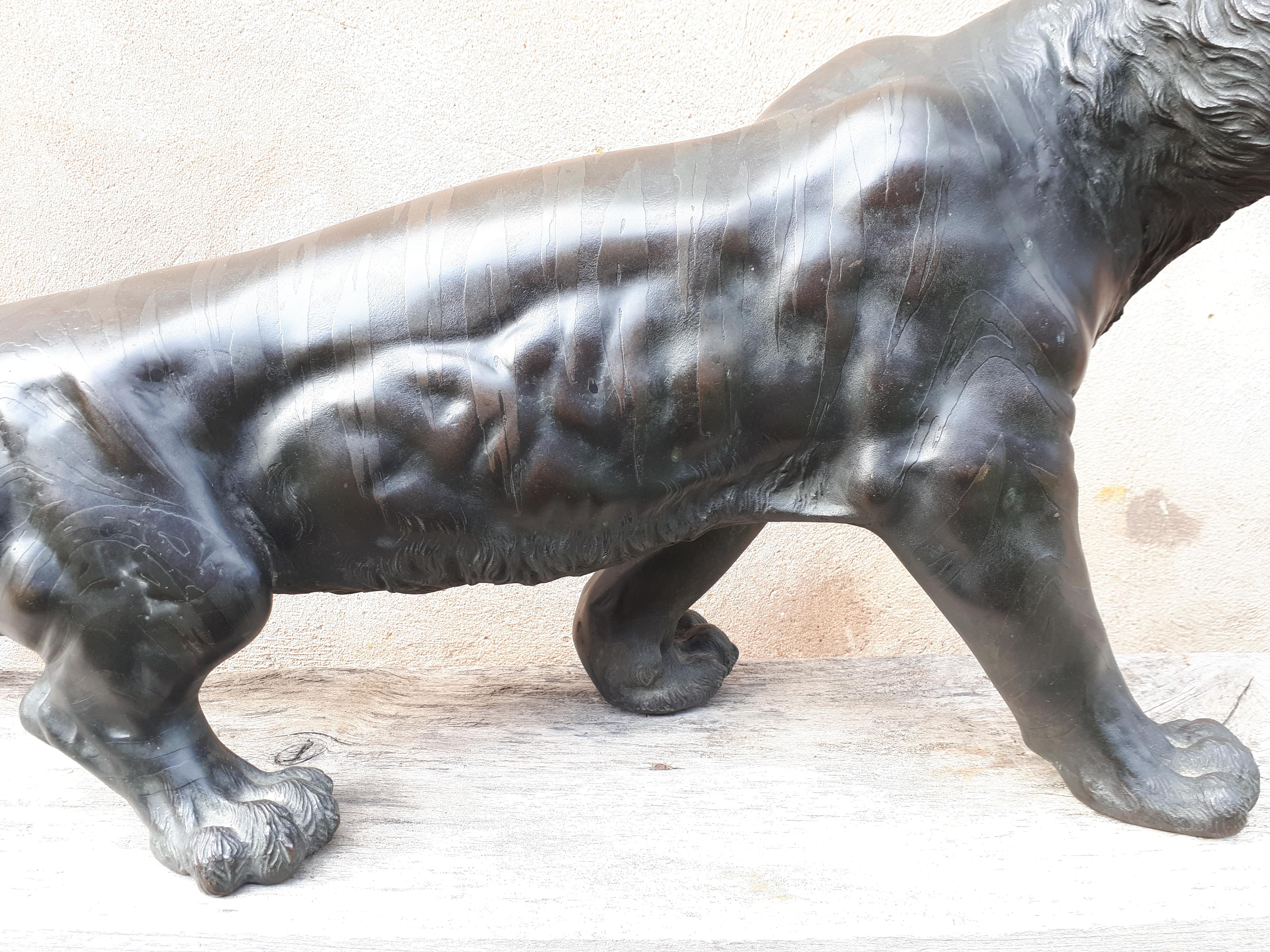 Enameled Okimono - Bronze Sculpture Of A Tiger, Japan Meiji Era