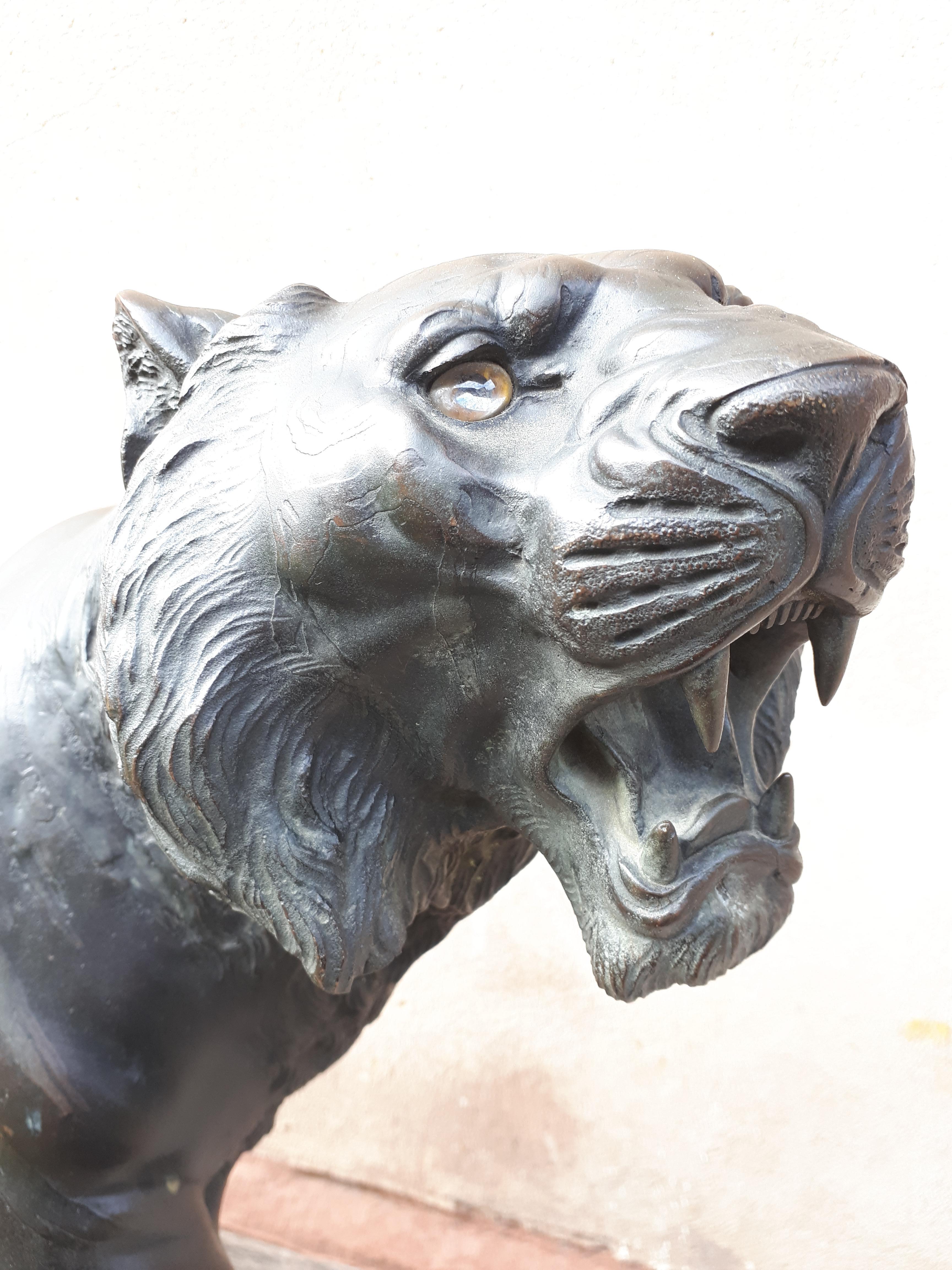 Okimono - Bronze Sculpture Of A Tiger, Japan Meiji Era 1