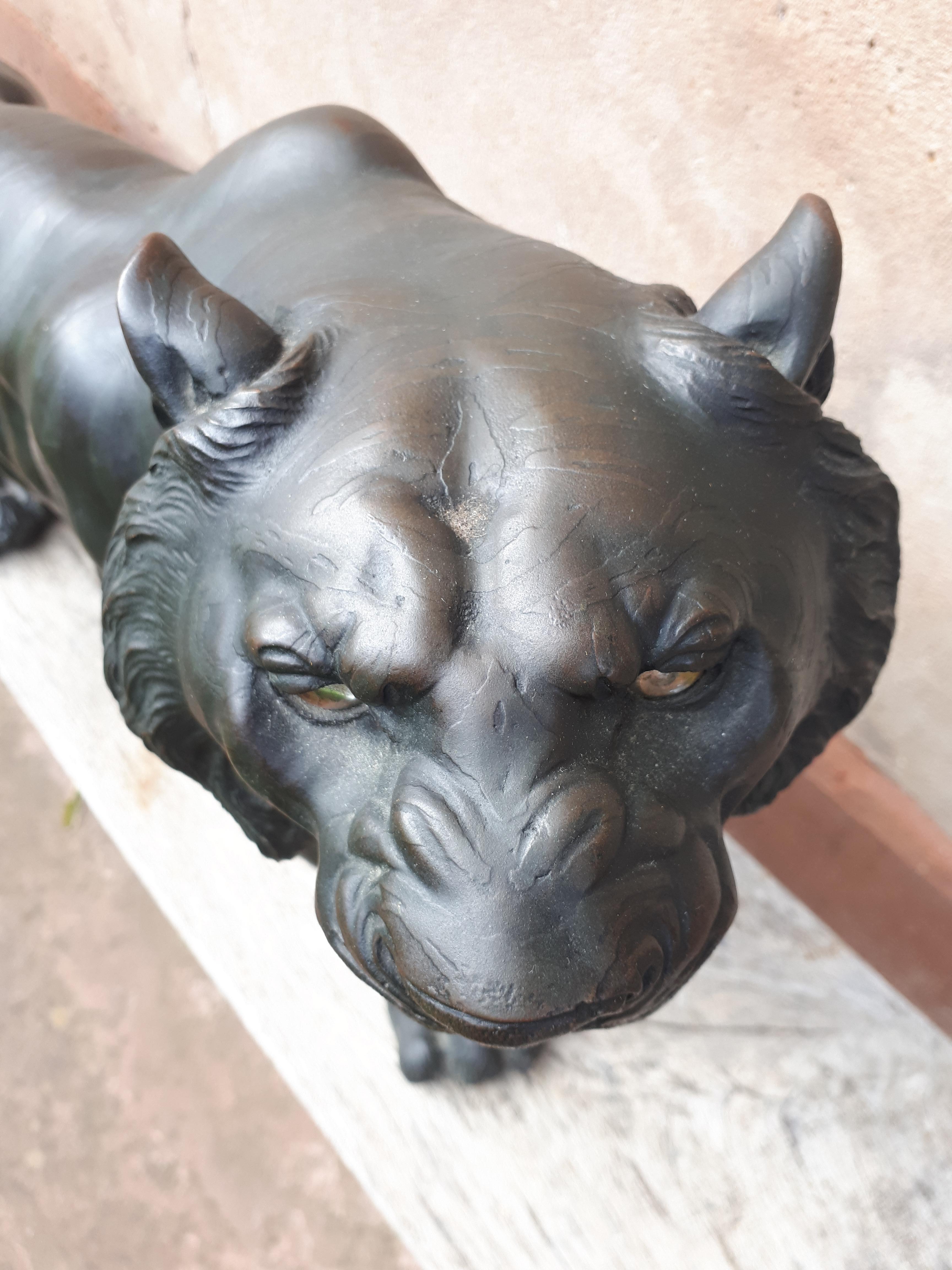 Okimono - Bronze Sculpture Of A Tiger, Japan Meiji Era 2