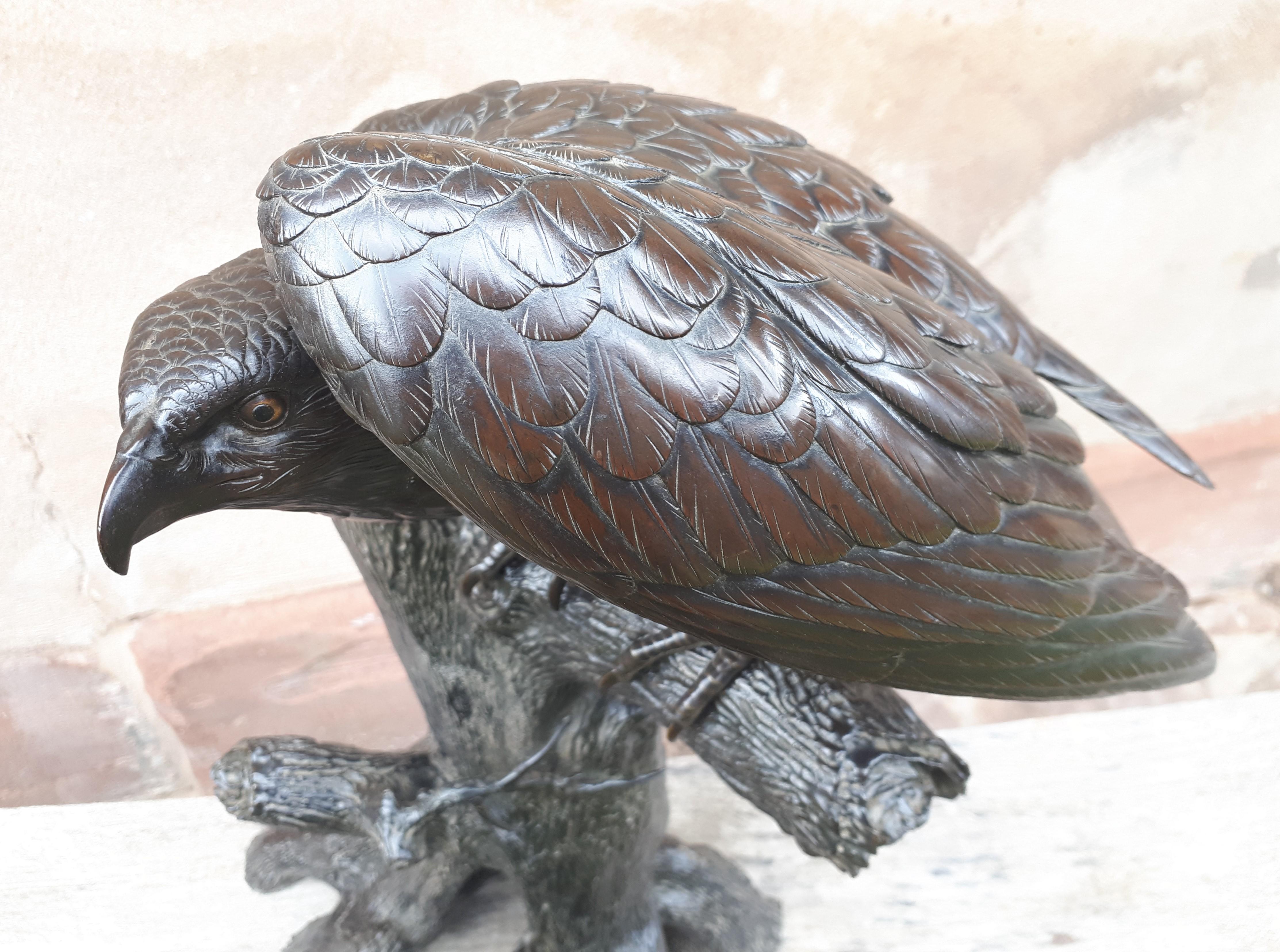 Okimono - Bronze Sculpture Of An Eagle, Japan Meiji Era For Sale 7