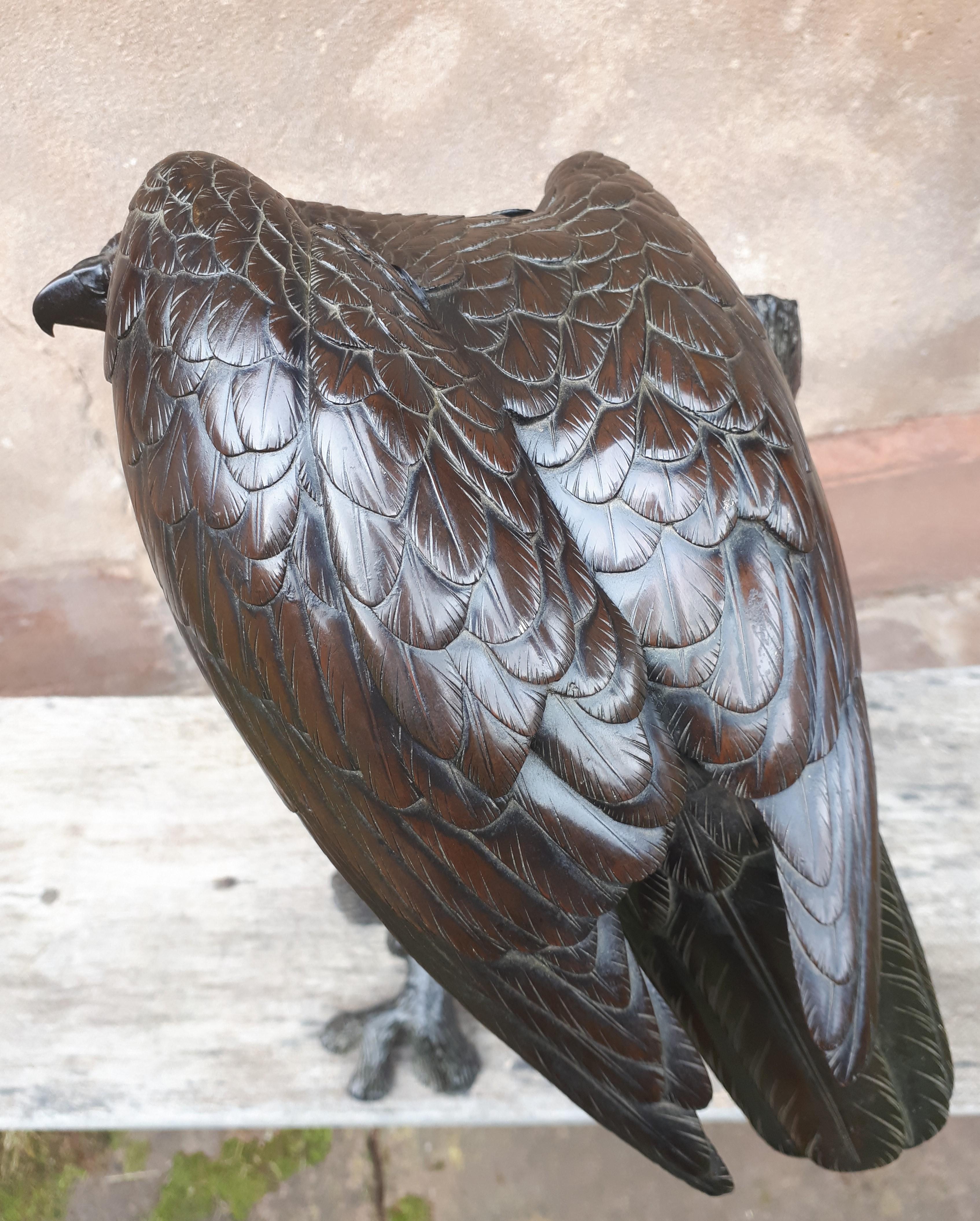 Okimono - Bronze Sculpture Of An Eagle, Japan Meiji Era For Sale 8