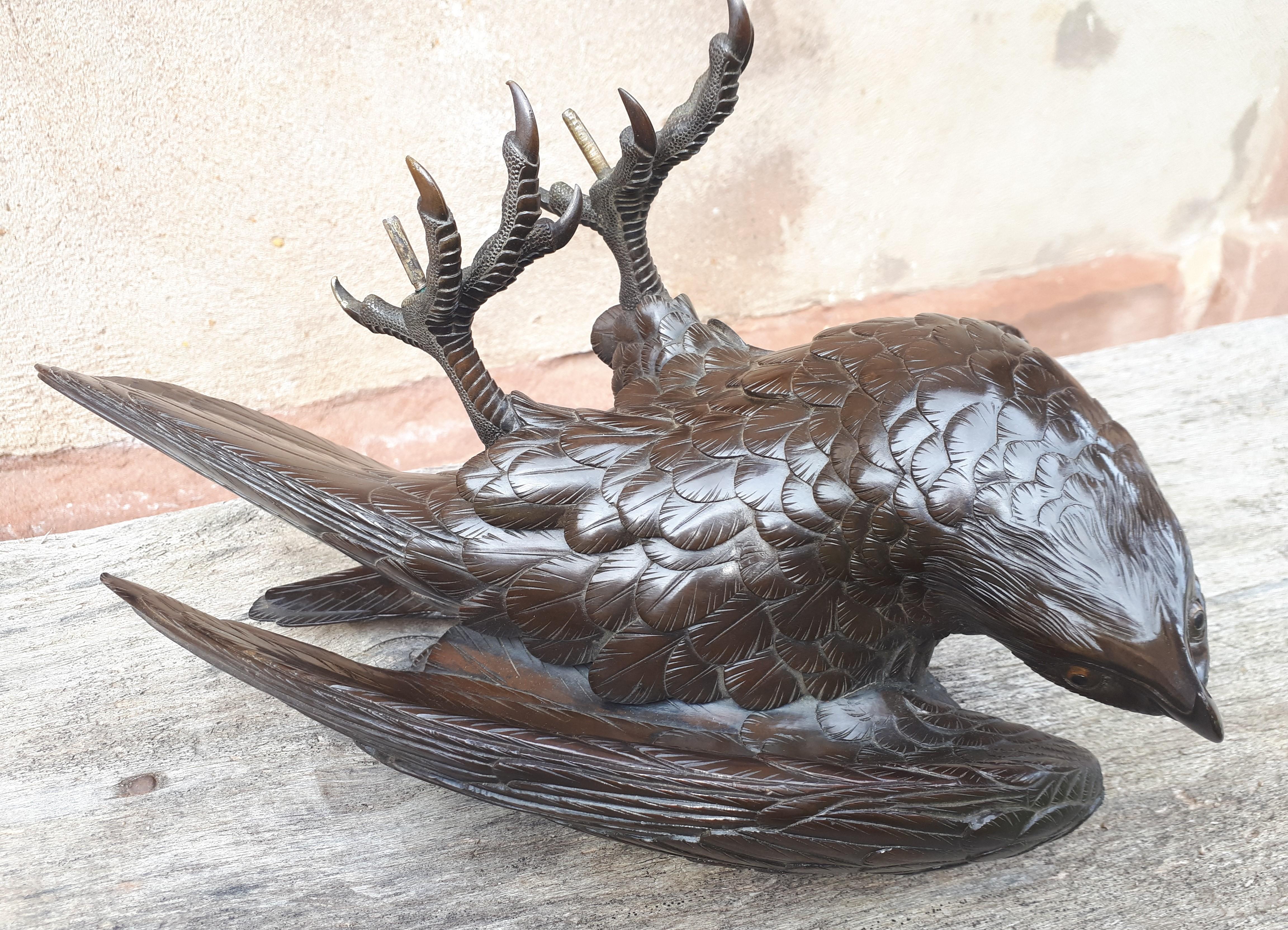 Okimono - Bronze Sculpture Of An Eagle, Japan Meiji Era For Sale 11