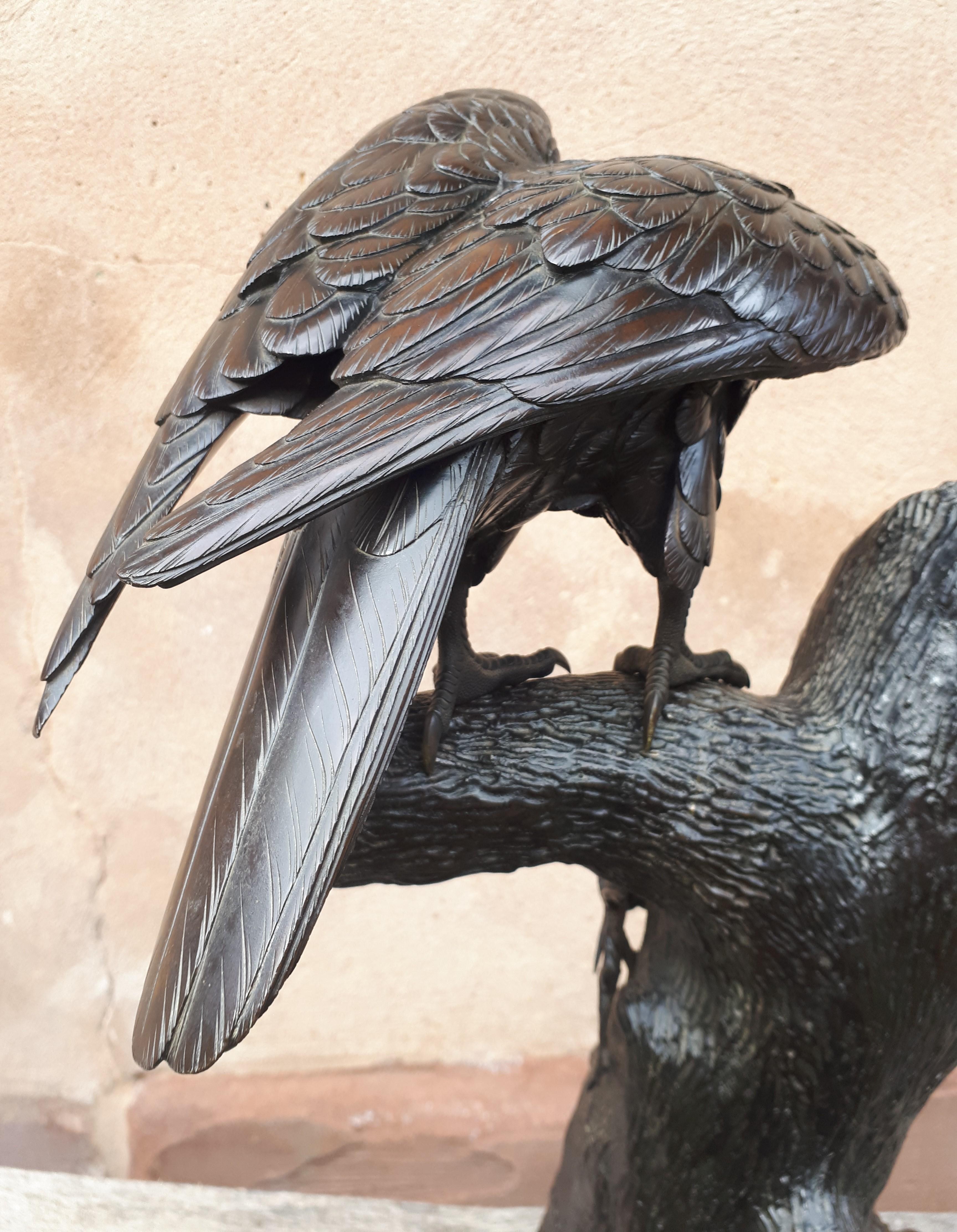 Okimono - Bronze Sculpture Of An Eagle, Japan Meiji Era For Sale 3