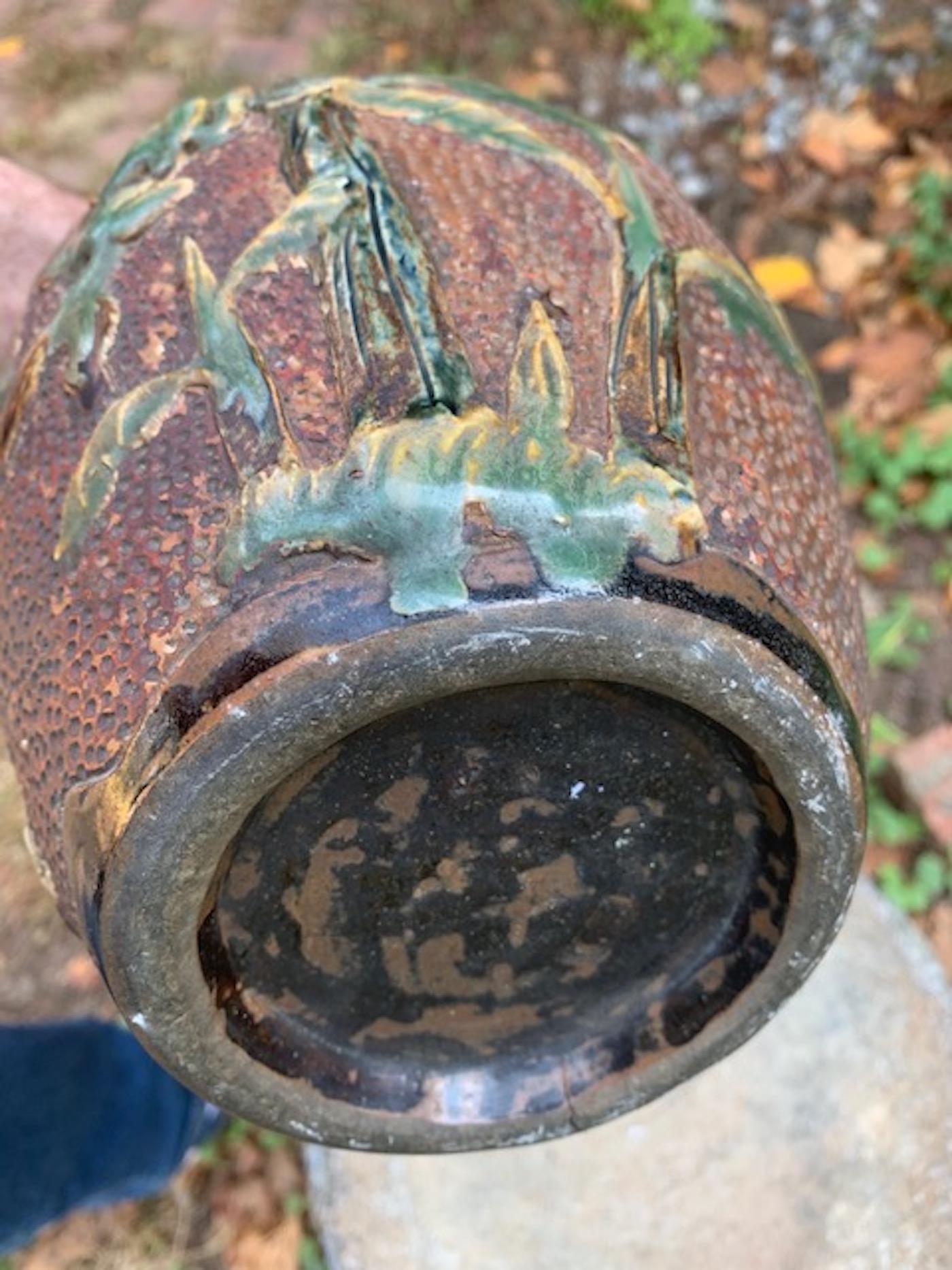 Japanese Okinawan Nineteenth Century Ryukyu Kingdom Second Dynasty Tsuboya Ware Urn For Sale