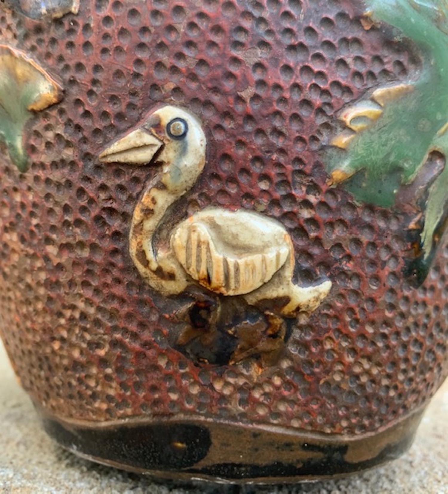 Hand-Crafted Okinawan Nineteenth Century Ryukyu Kingdom Second Dynasty Tsuboya Ware Urn For Sale