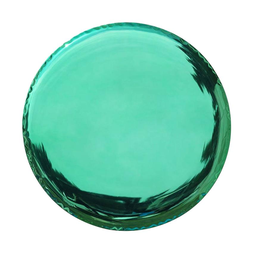 Oko 120 Polished Emerald Color Stainless Steel Wall Mirror by Zieta
