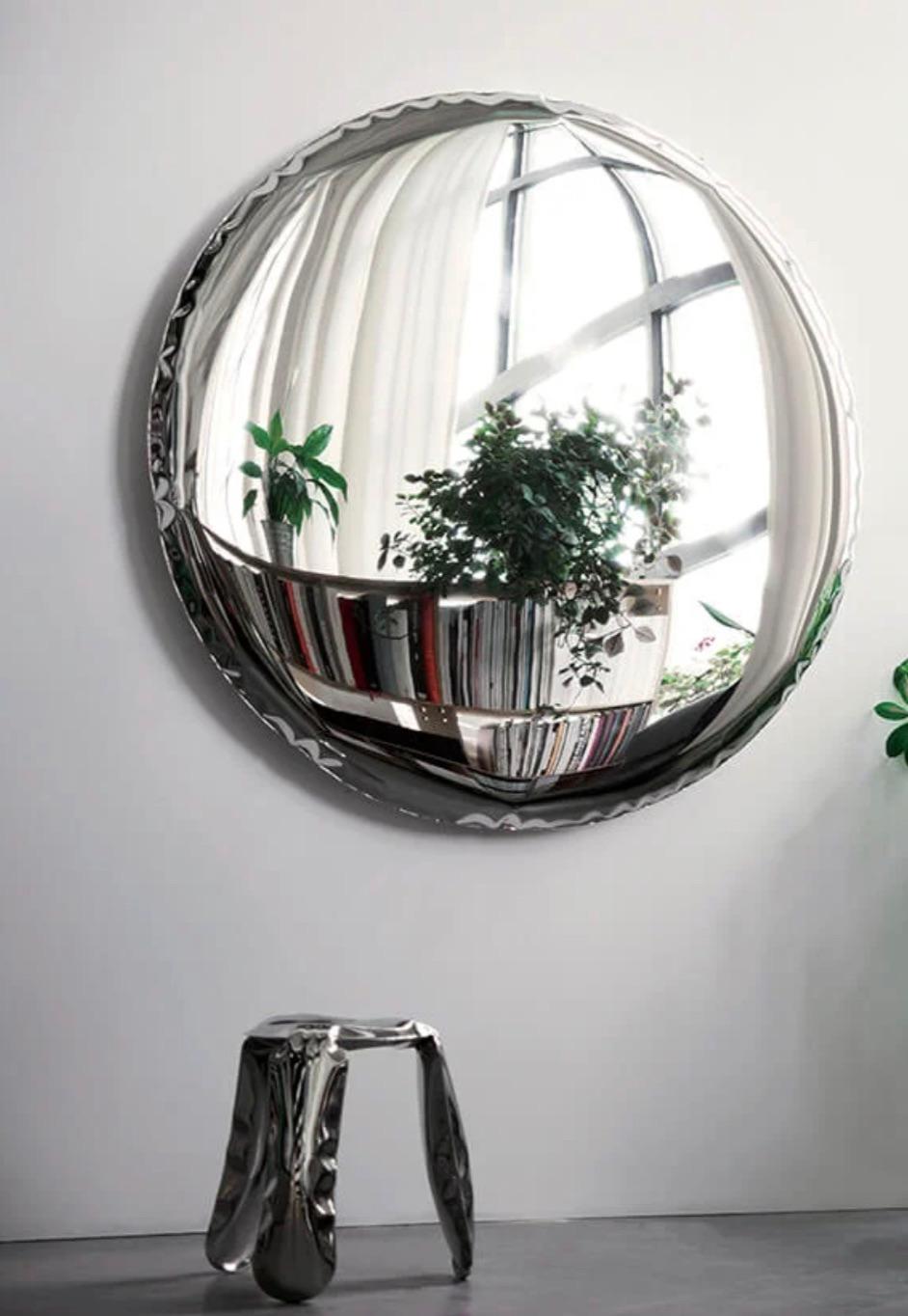 Oko 120 Polished Stainless Steel Wall Mirror by Zieta In New Condition For Sale In Beverly Hills, CA