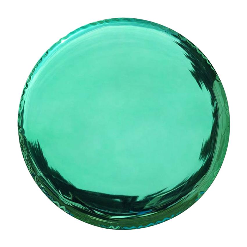 Oko 36 Polished Emerald Color Stainless Steel Wall Mirror by Zieta