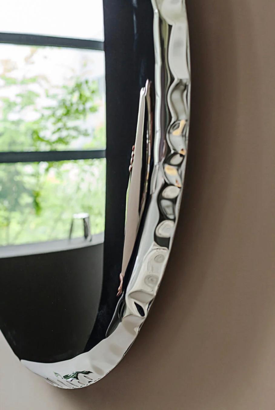 Oko 75 Polished Stainless Steel Wall Mirror by Zieta In New Condition For Sale In Beverly Hills, CA
