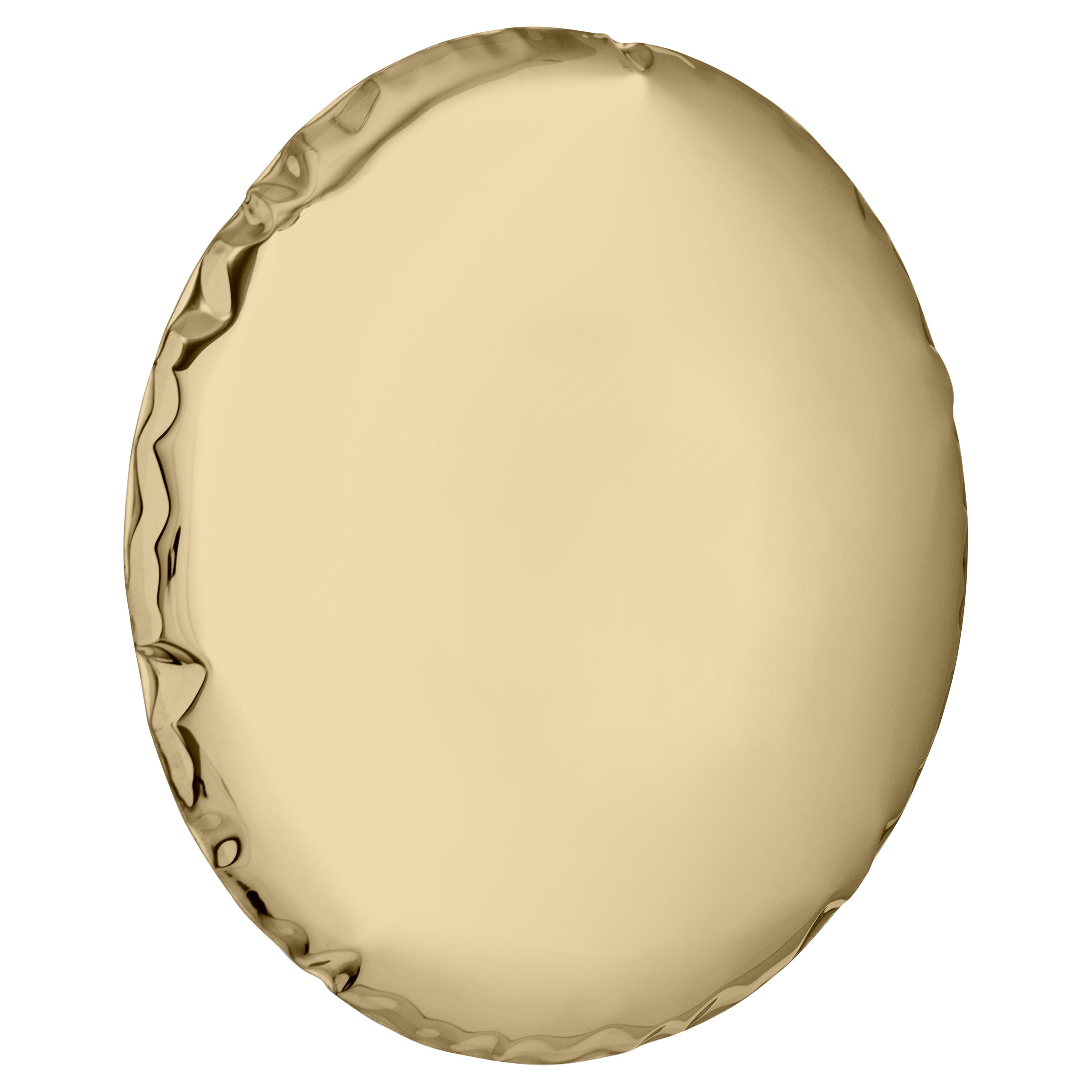 Espejo de pared Oko 95 de acero inoxidable pulido color oro clásico by Zieta
