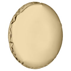 Espejo de pared Oko 95 de acero inoxidable pulido color oro clásico by Zieta