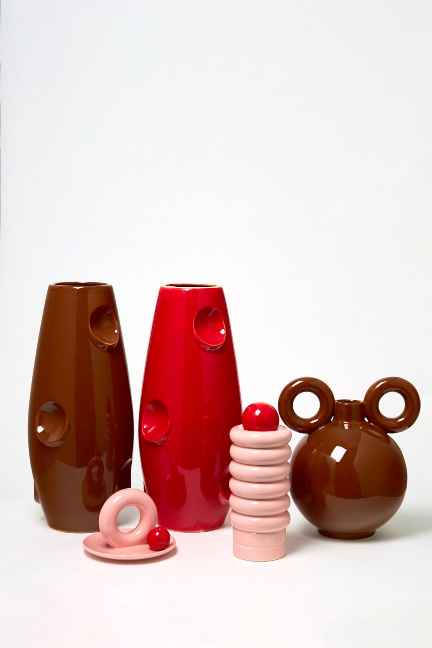 Modern Oko / Choco Brown Vase by Malwina Konopacka For Sale