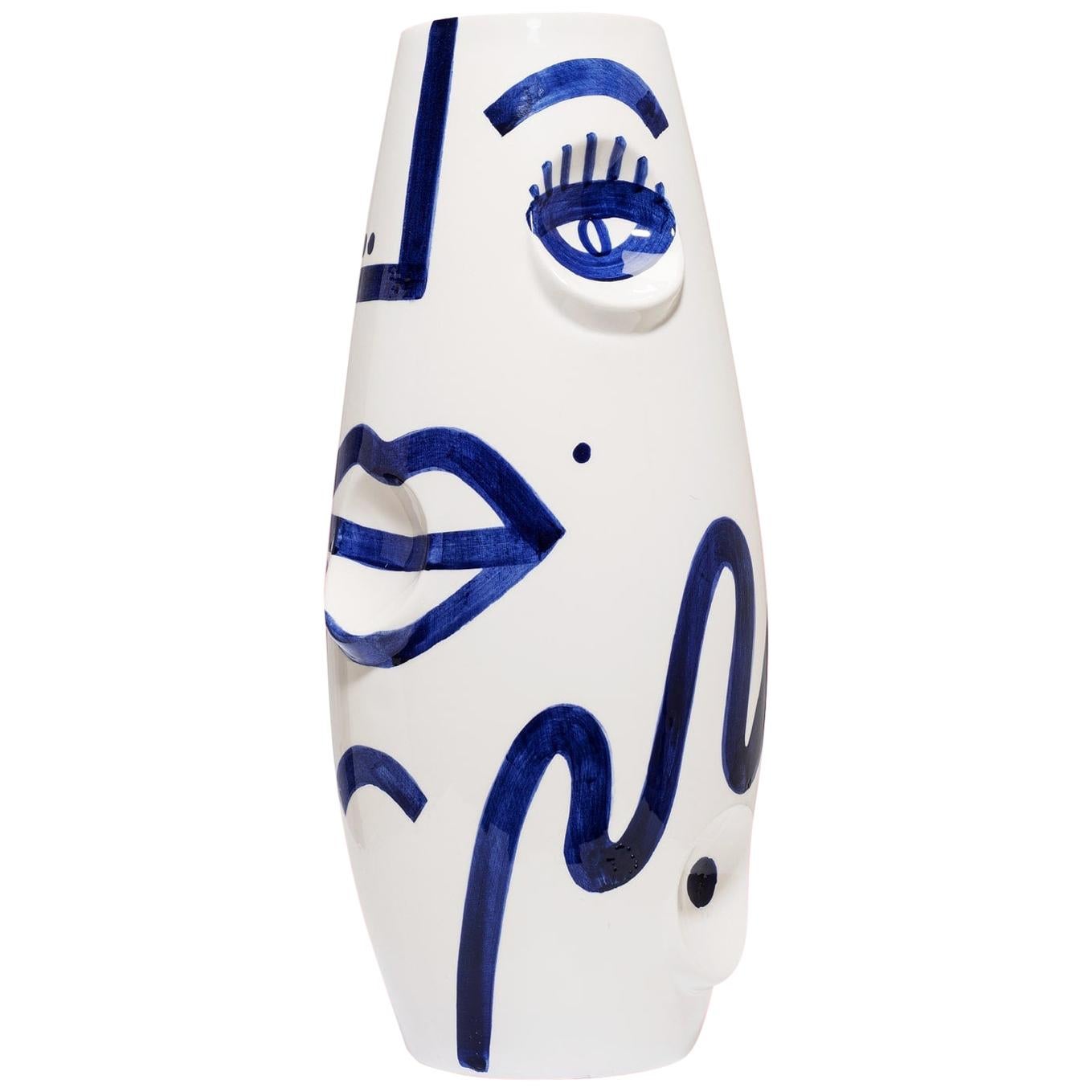 OKO Face Ceramic Vase by Malwina Konopacka For Sale