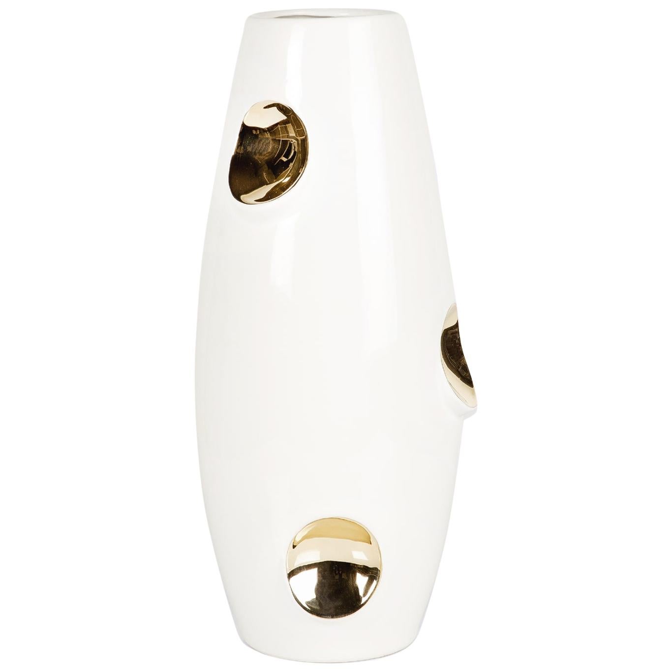 OKO Gold Ceramic Vase by Malwina Konopacka For Sale