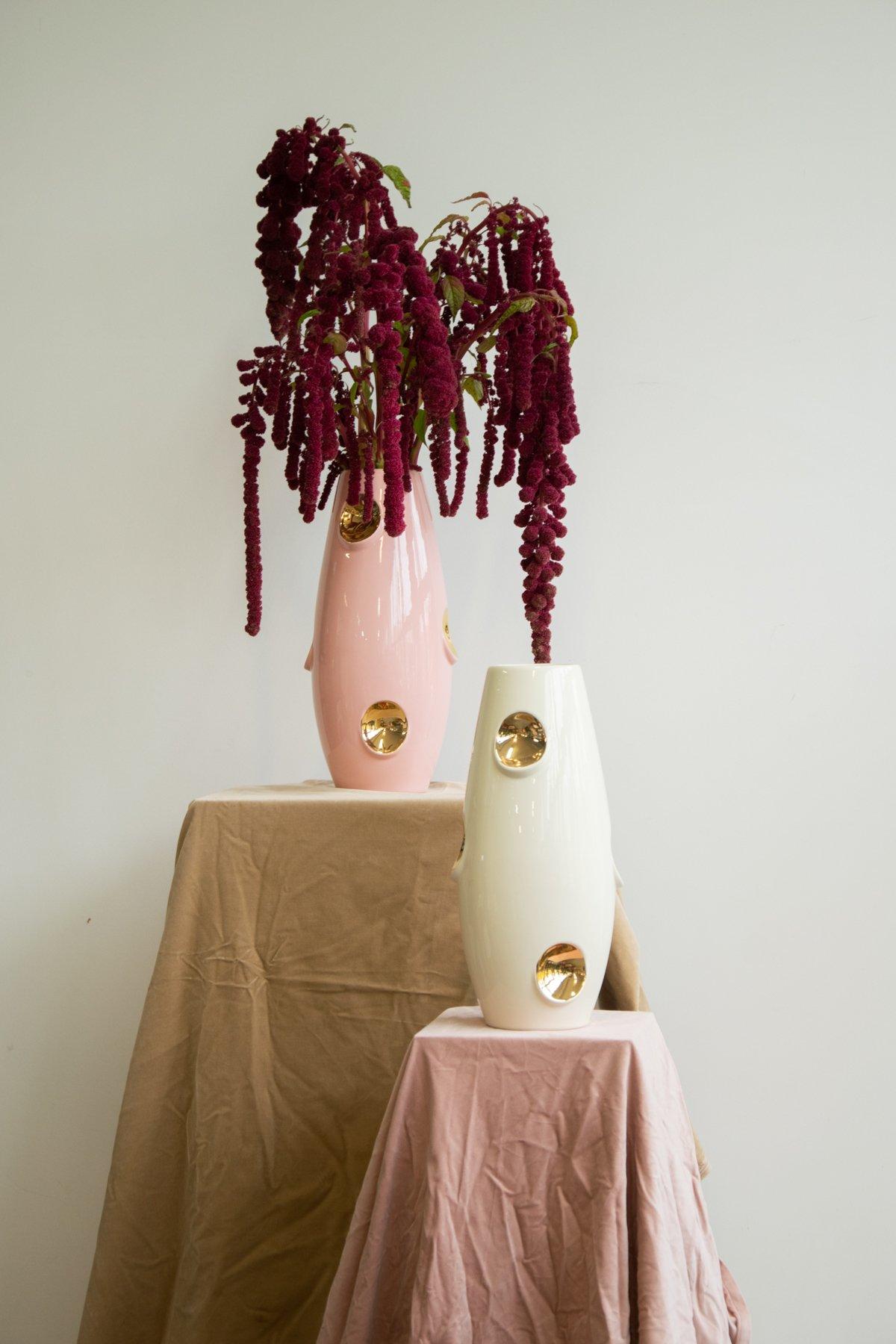 Fired OKO / Gold / Denim Vase by Malwina Konopacka For Sale