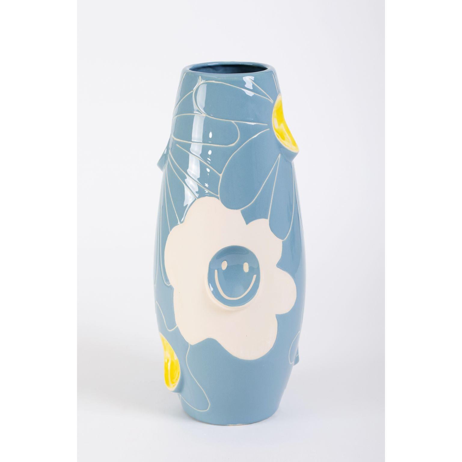 Oko Pop ceramic vase by Malwina Konopacka
Unique Sculpture ( Decorated and hand-painted by the artist )
Materials: Ceramics, Sgraffito Blue and Yellow Glaze
Dimensions: D19, D42 cm

Also Available: Circus, Mushroom, Smiley, Daisy Denim
 
OKO