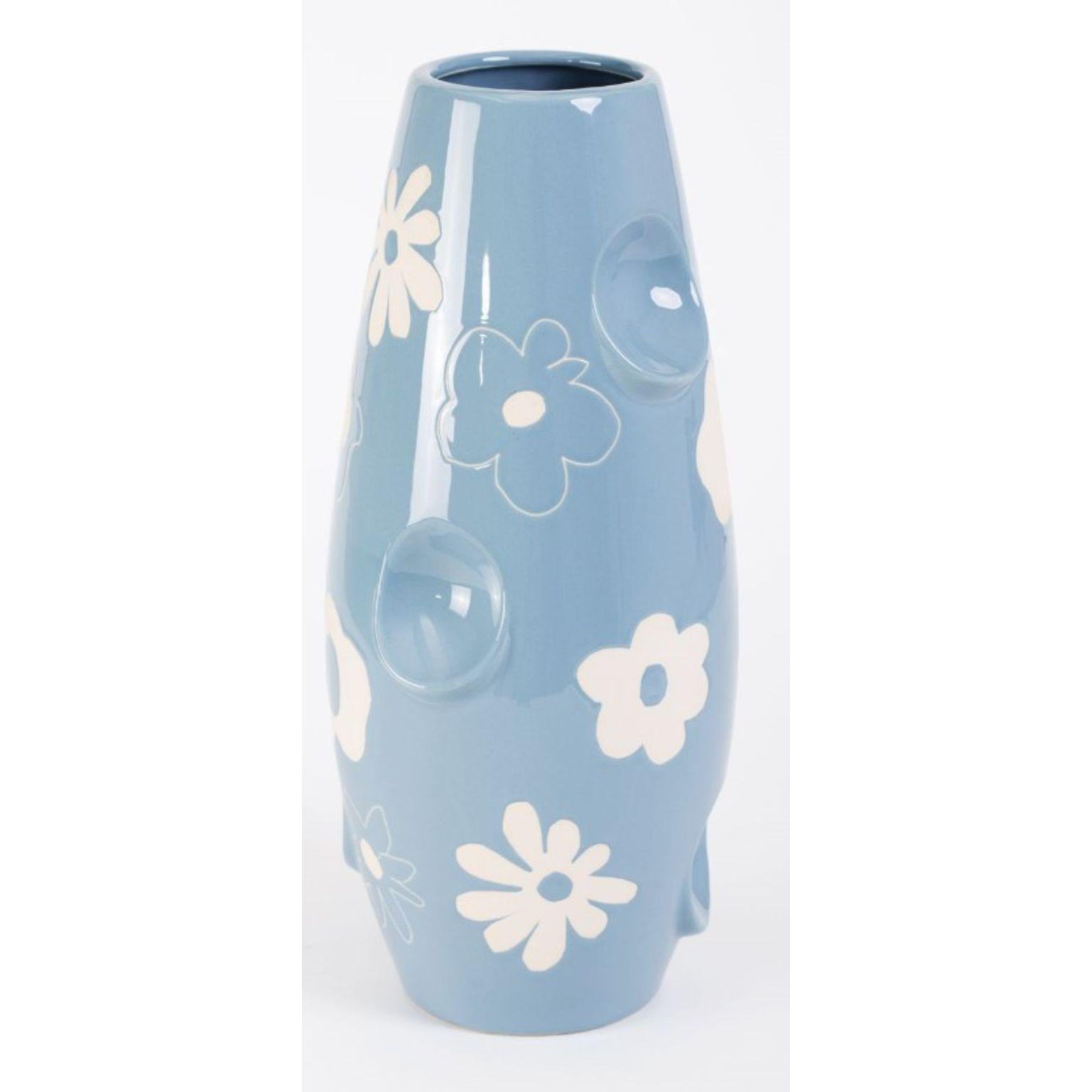 Modern Oko Pop Ceramic Vase, Denim Daisy by Malwina Konopacka