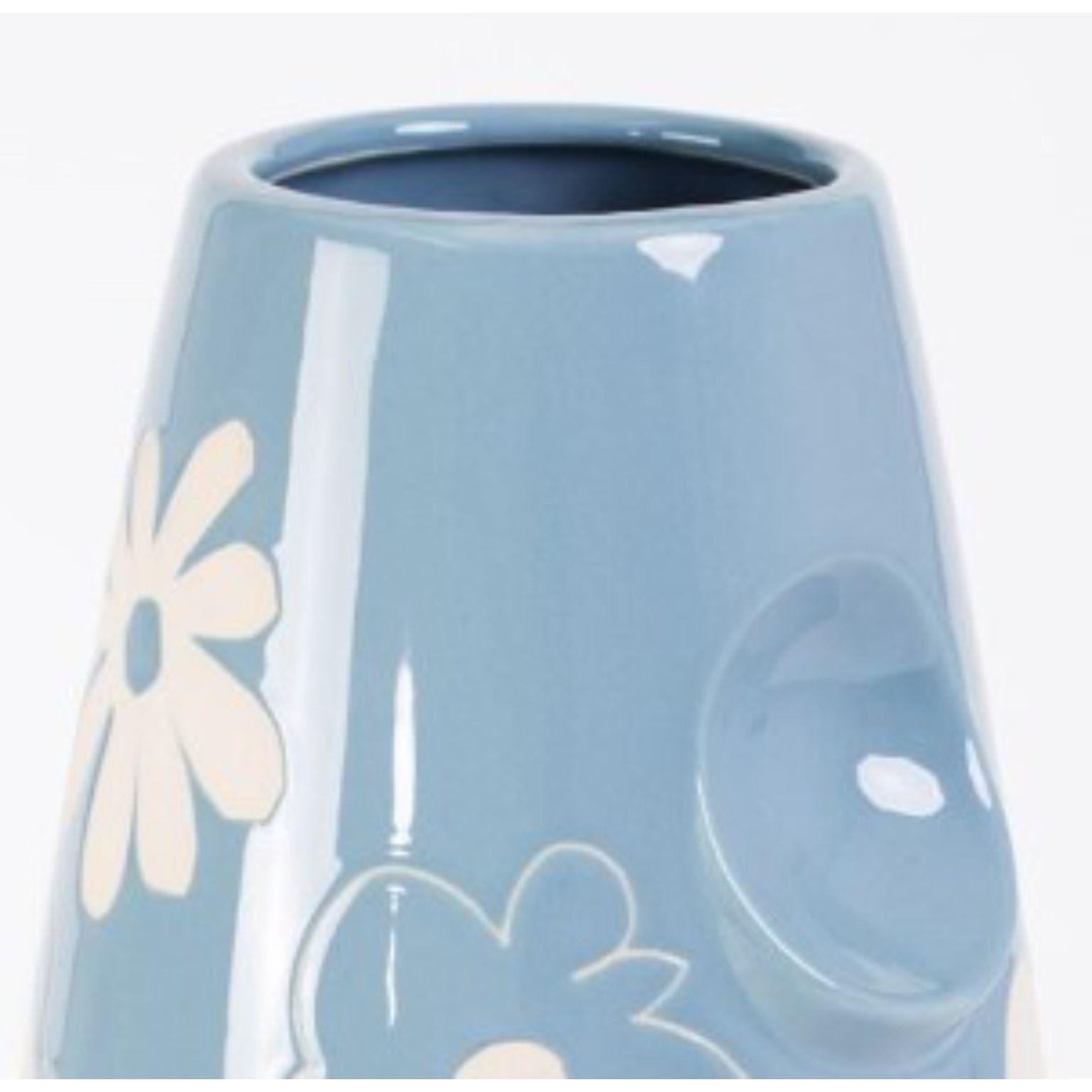 Polish Oko Pop Ceramic Vase, Denim Daisy by Malwina Konopacka